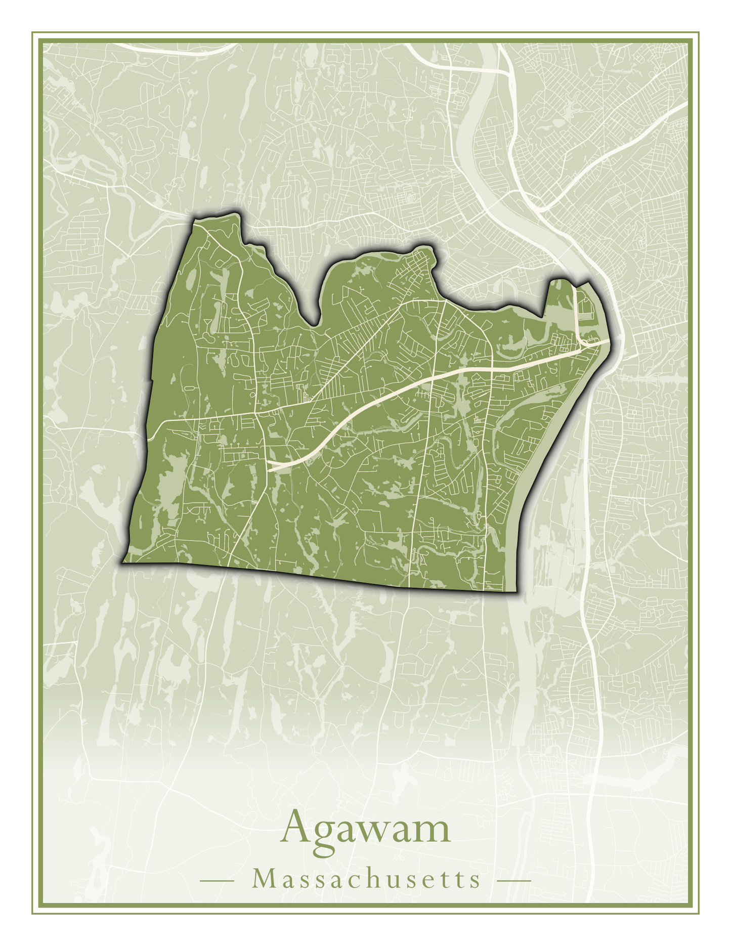 Massachusetts Towns - Street Map (Agawam - Amherst)