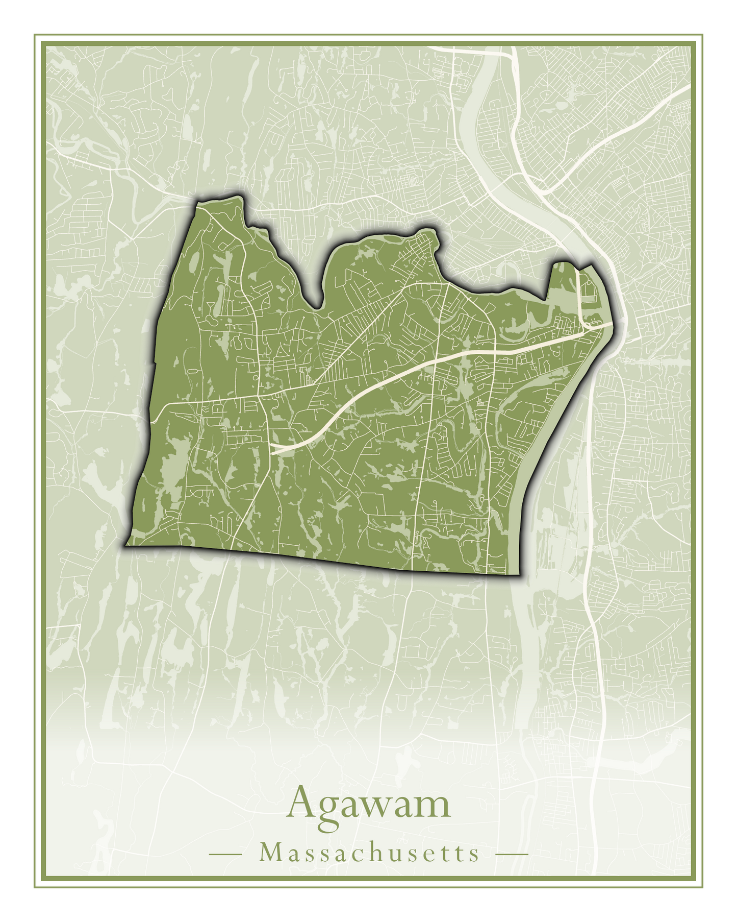 Massachusetts Towns - Street Map (Agawam - Amherst)