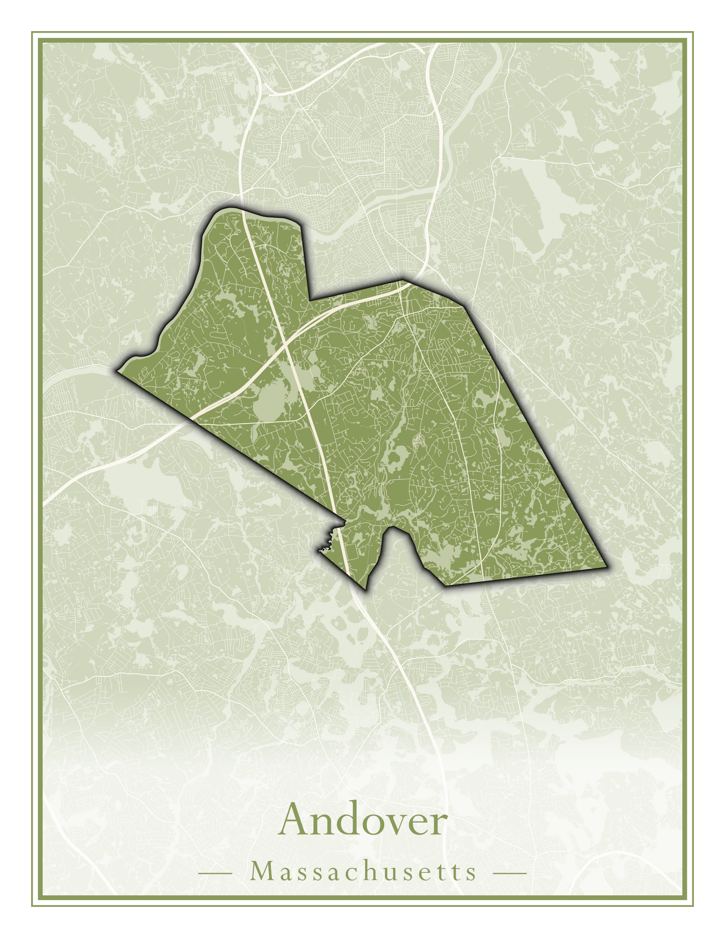 Massachusetts Towns - Street Map (Andover - Ashburnham)