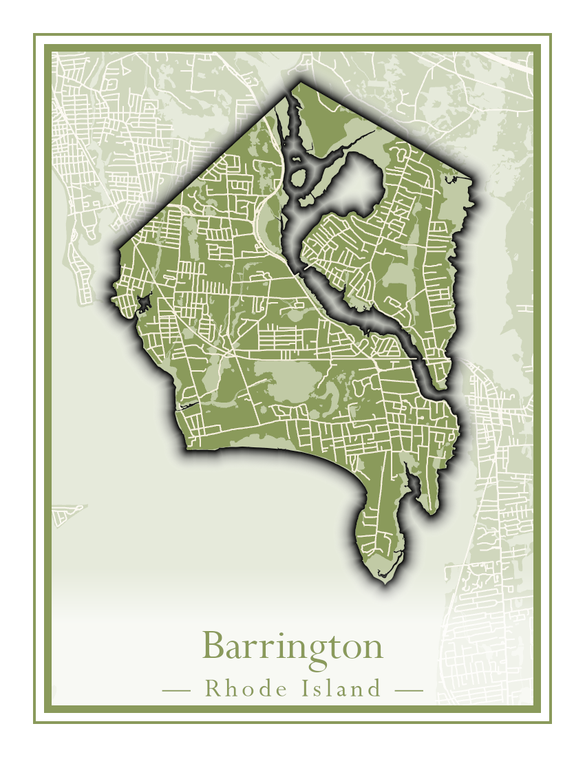 Rhode Island Towns - Street Map (Barrington - Central Falls)