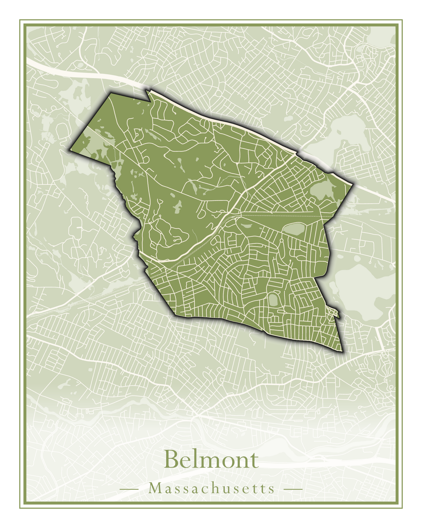 Massachusetts Towns - Street Map (Belchertown - Berkley)