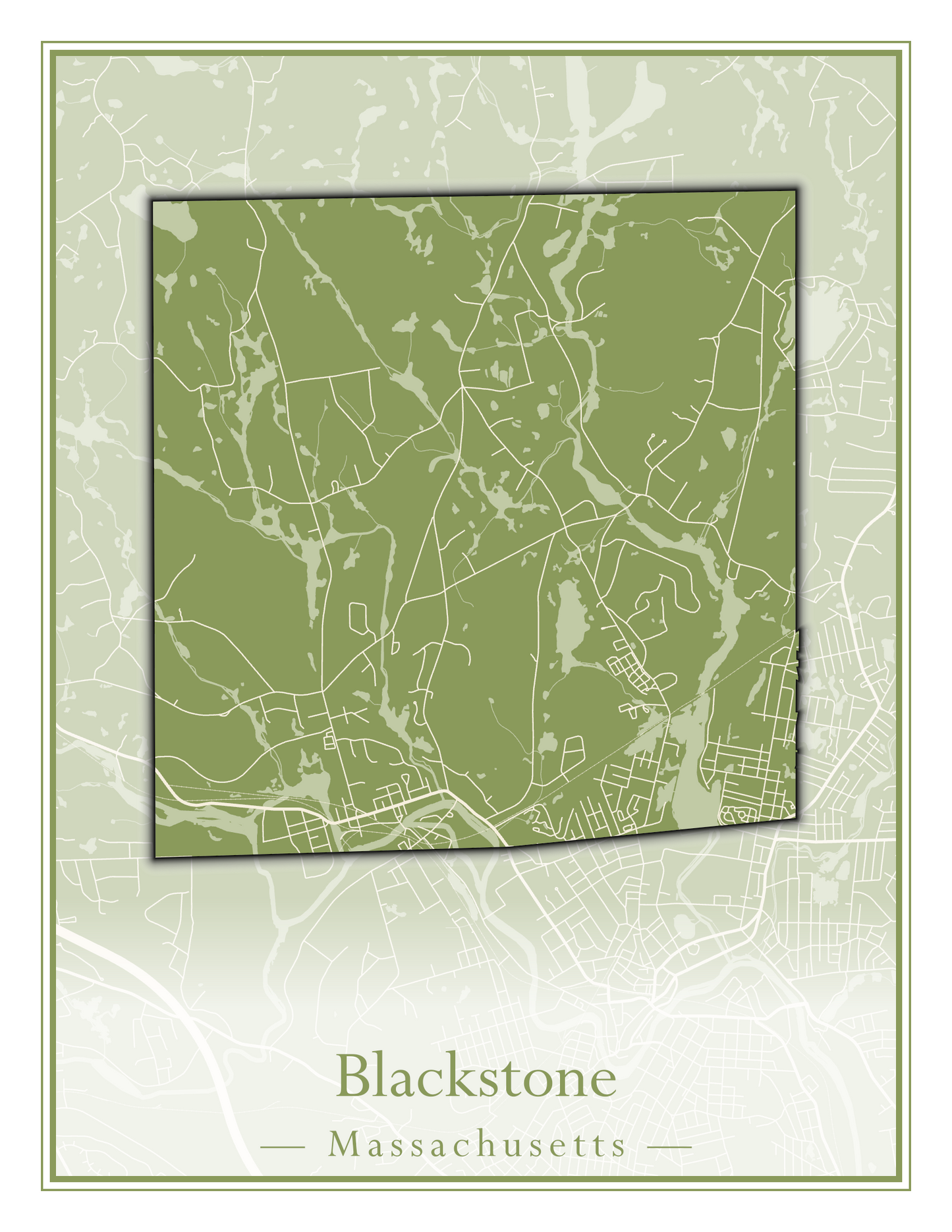 Massachusetts Towns - Street Map (Blackstone - Boston)