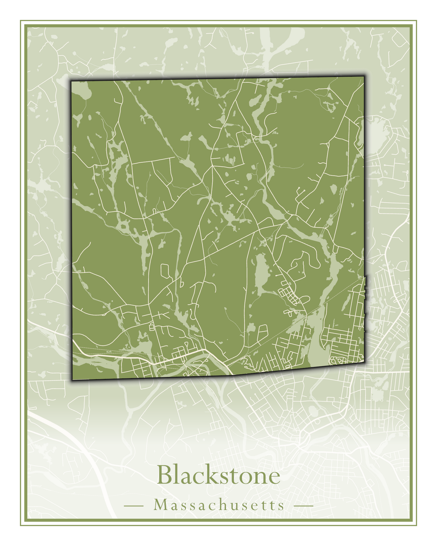 Massachusetts Towns - Street Map (Blackstone - Boston)