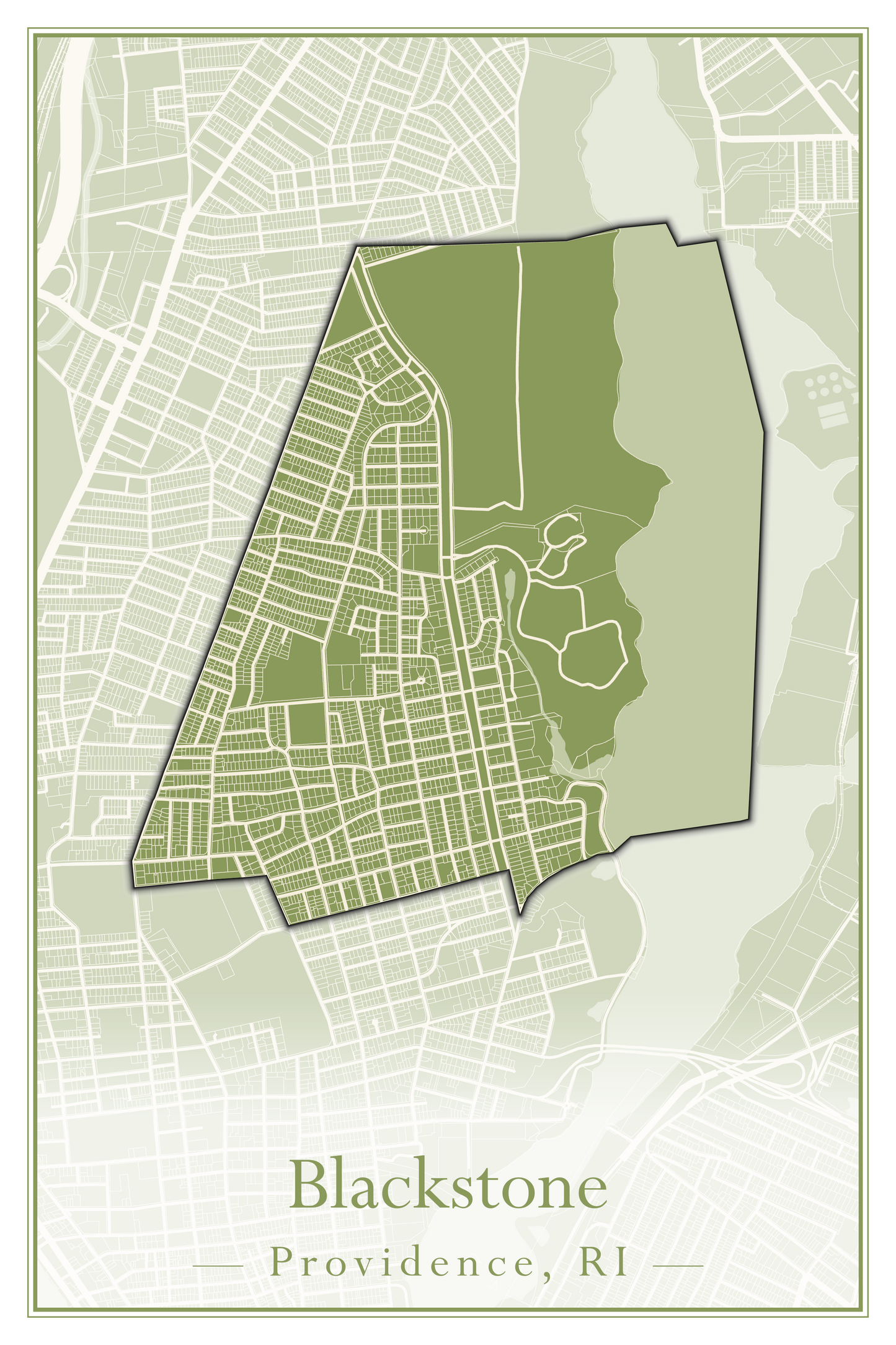 Providence Neighborhoods - Street Map (Blackstone - Downtown)