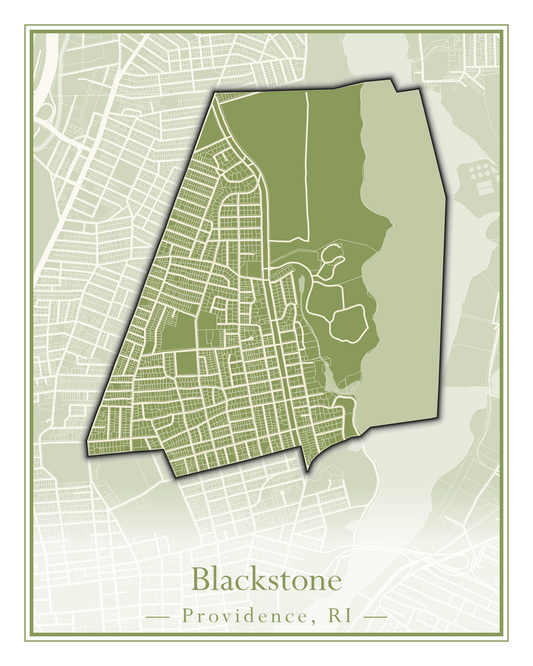 Providence Neighborhoods - Street Map (Blackstone - Downtown)