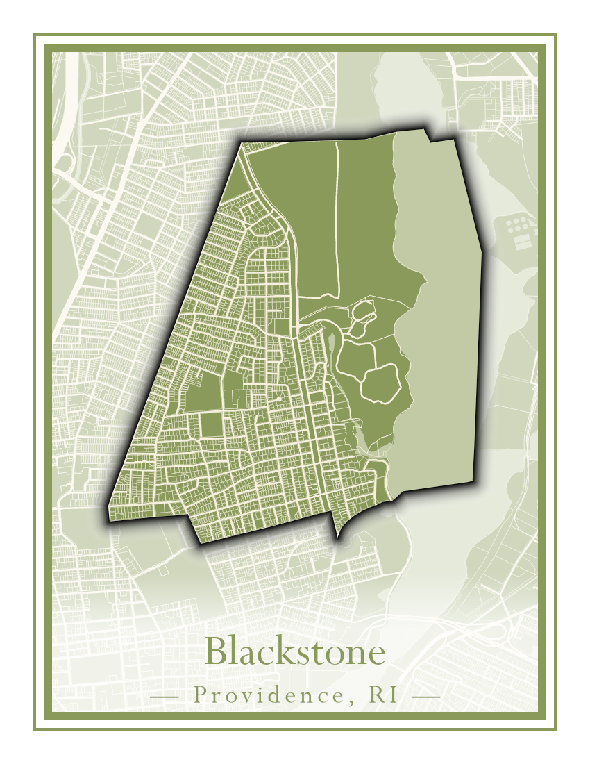 Providence Neighborhoods - Street Map (Blackstone - Downtown)