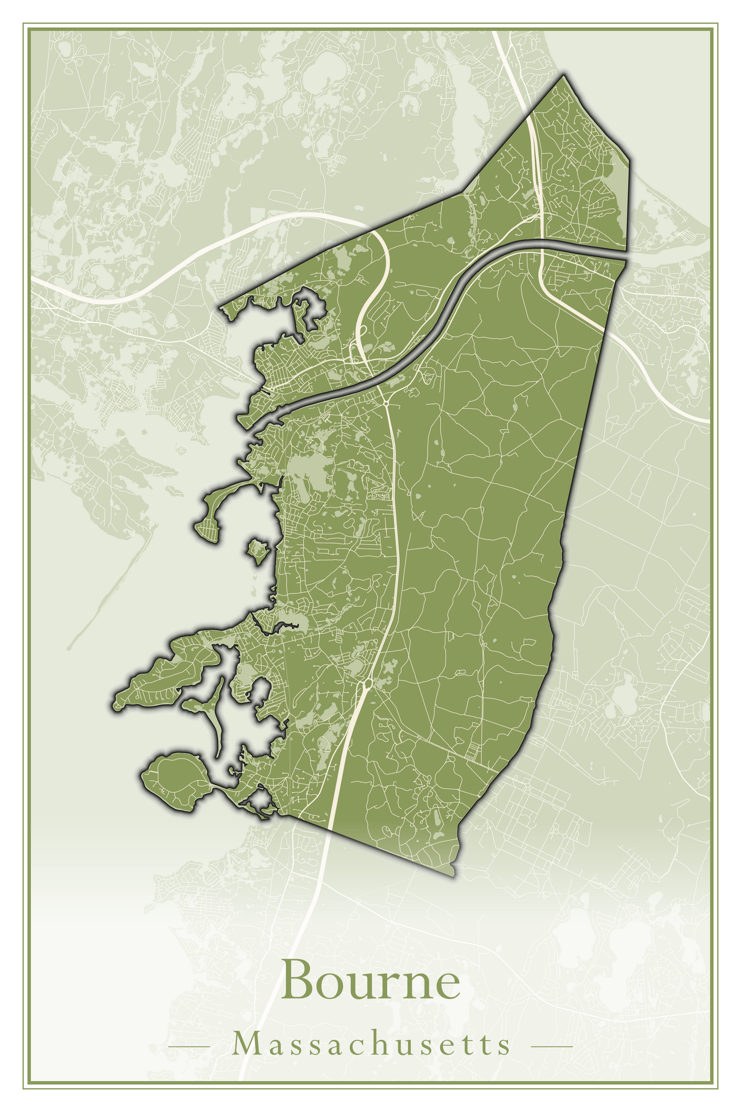 Massachusetts Towns - Street Map (Bourne - Boylston)