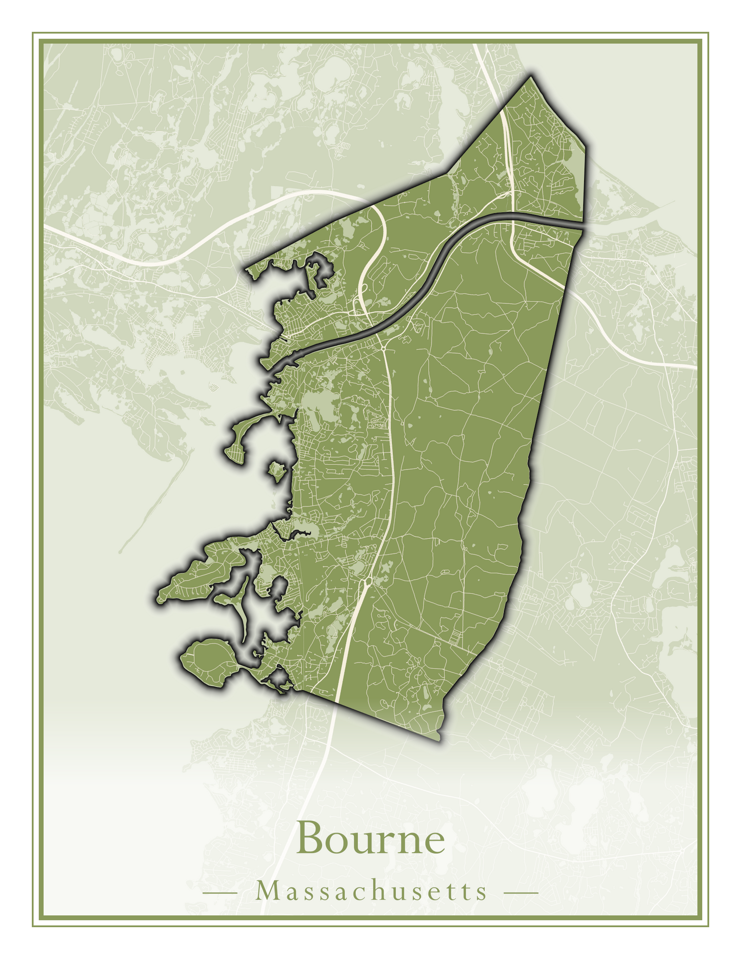 Massachusetts Towns - Street Map (Bourne - Boylston)