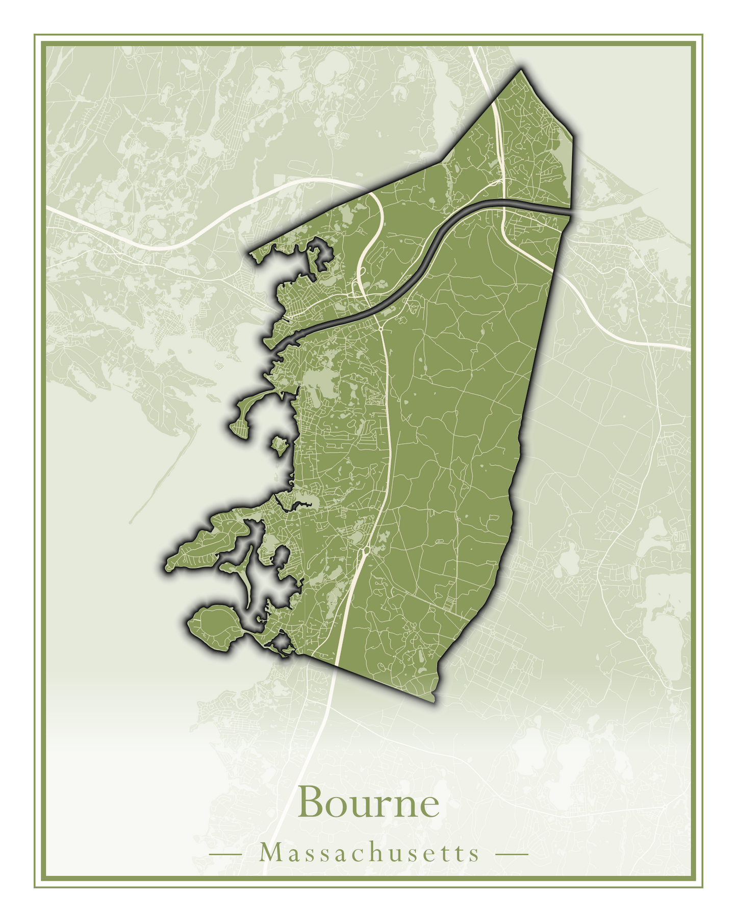 Massachusetts Towns - Street Map (Bourne - Boylston)