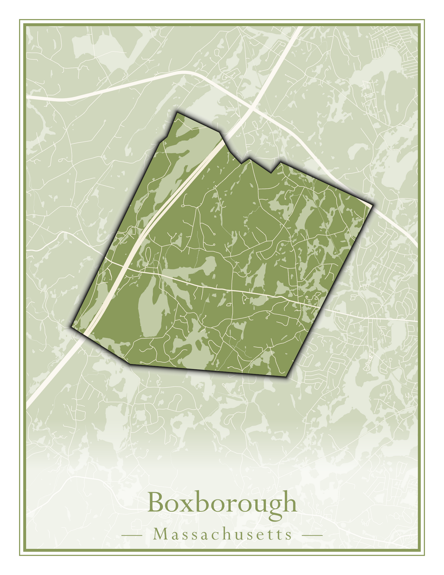 Massachusetts Towns - Street Map (Bourne - Boylston)