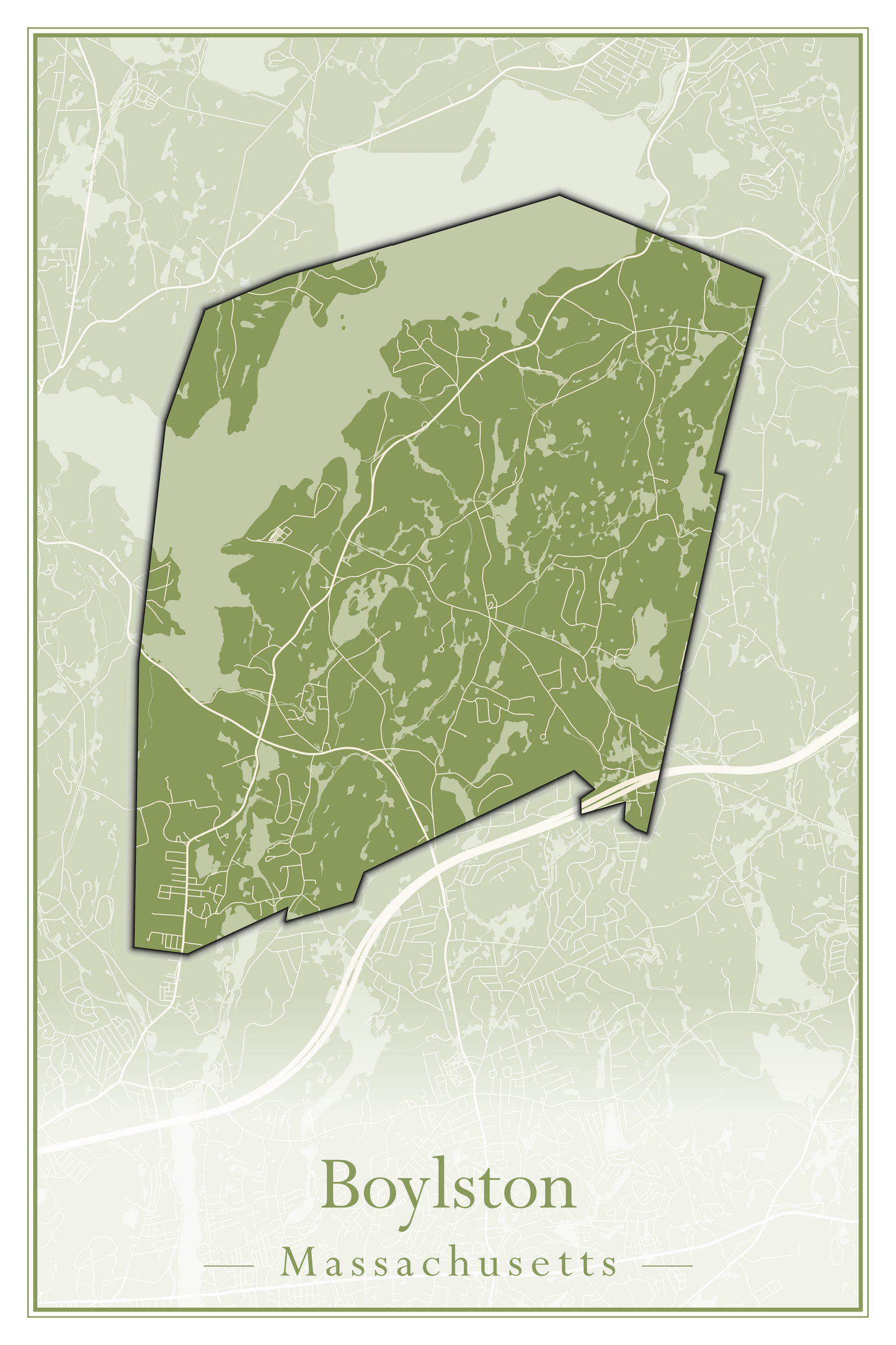 Massachusetts Towns - Street Map (Bourne - Boylston)