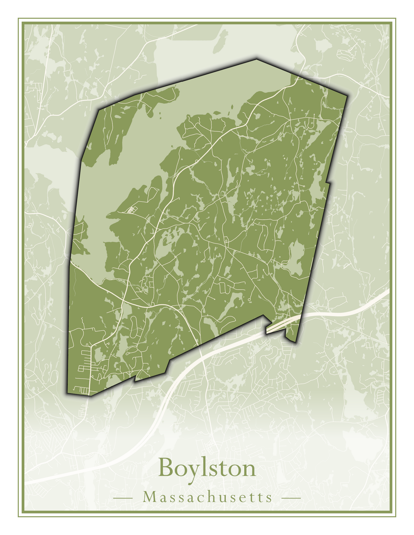 Massachusetts Towns - Street Map (Bourne - Boylston)