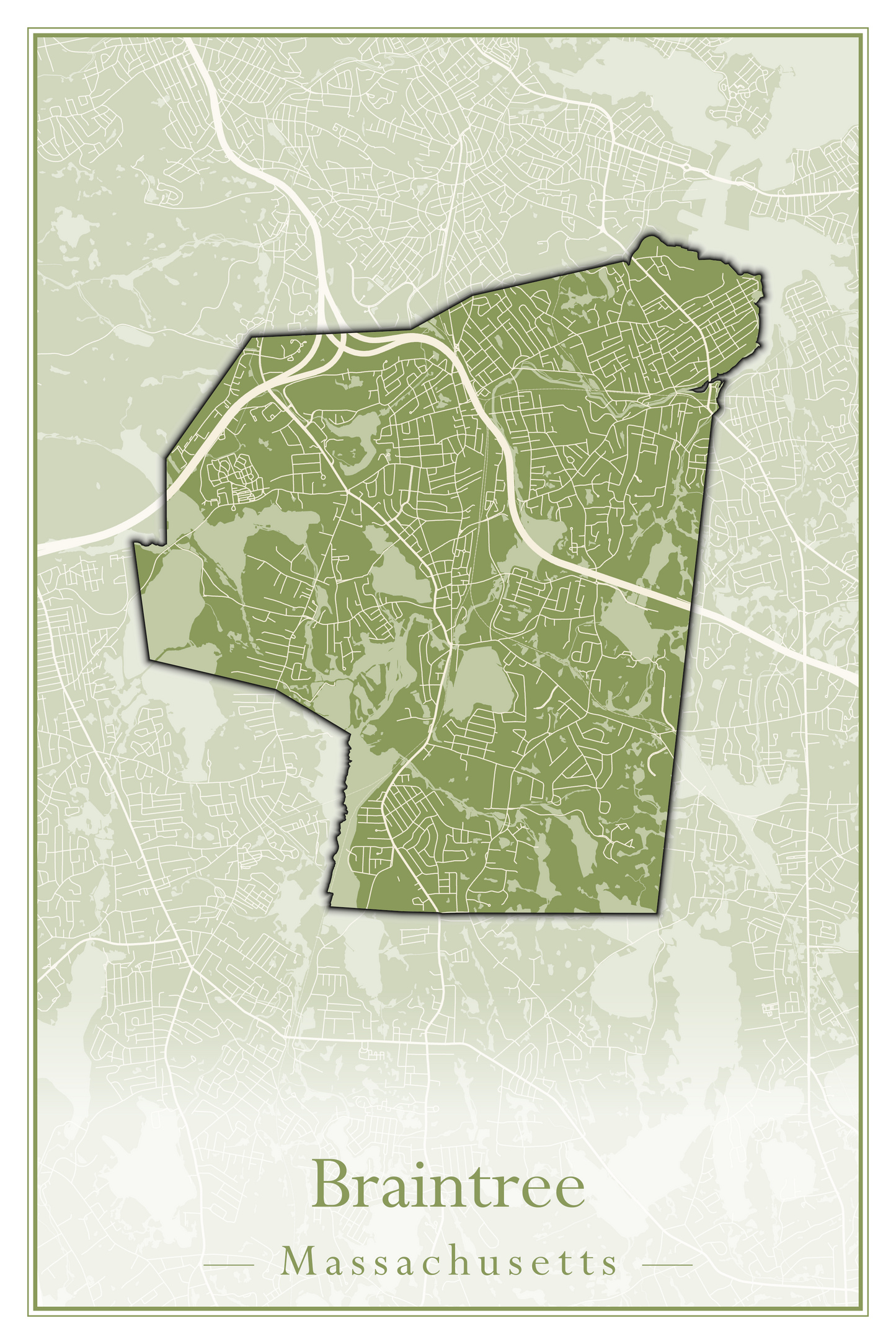 Massachusetts Towns - Street Map (Braintree - Brimfield)