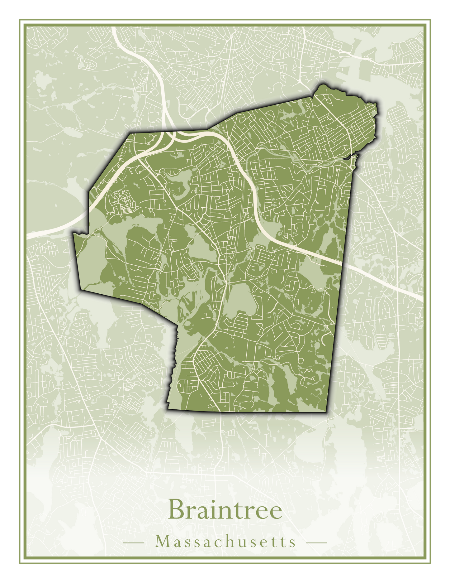 Massachusetts Towns - Street Map (Braintree - Brimfield)