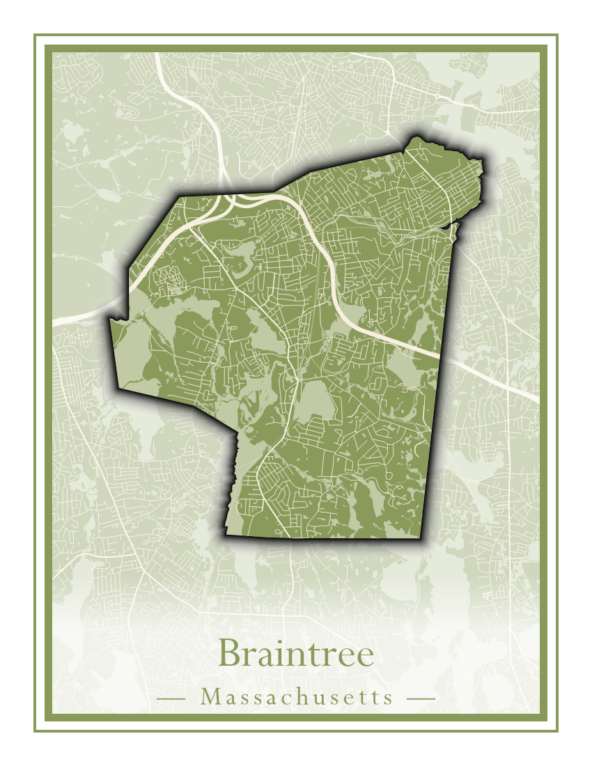 Massachusetts Towns - Street Map (Braintree - Brimfield)