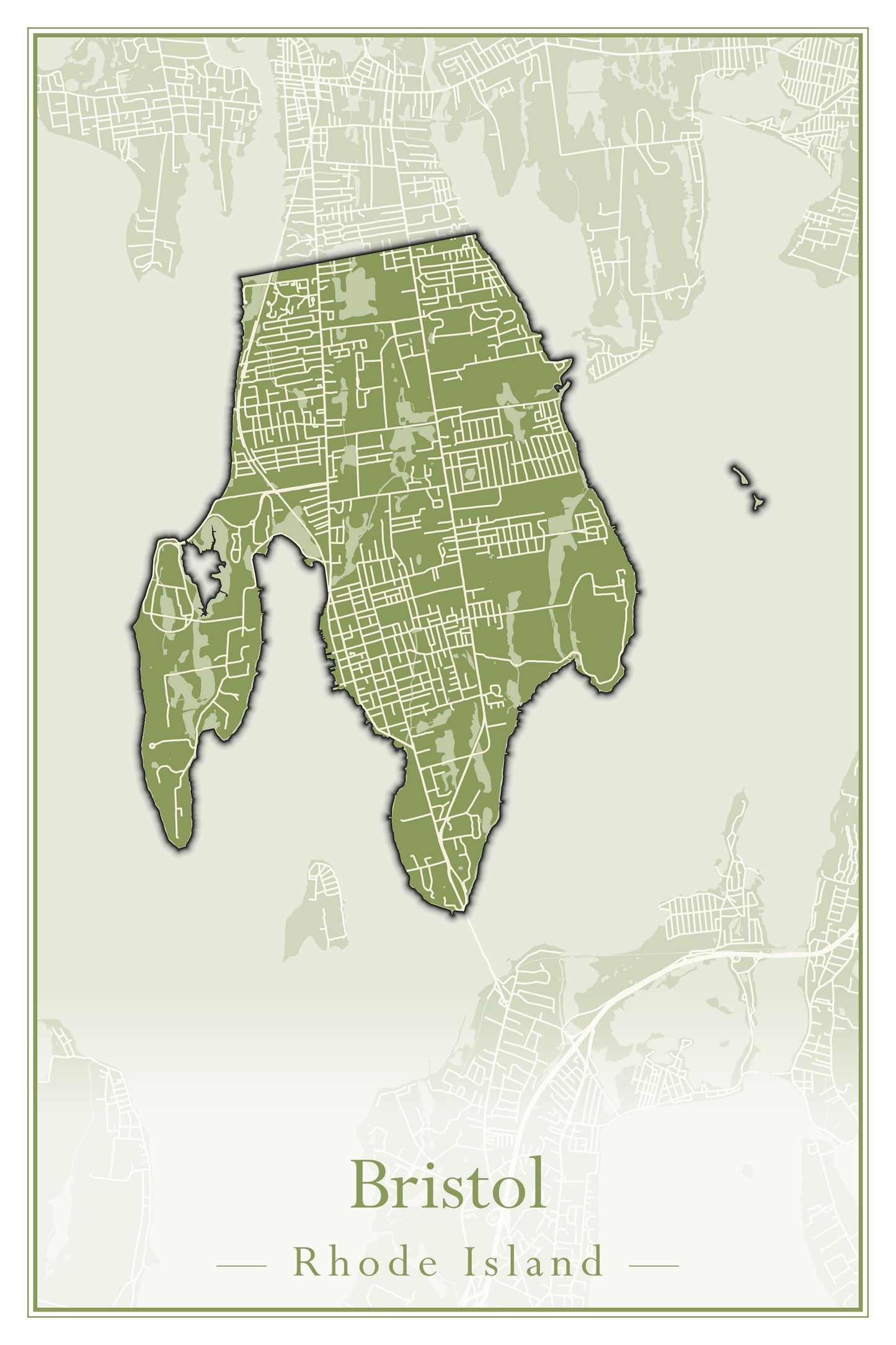 Rhode Island Towns - Street Map (Barrington - Central Falls)