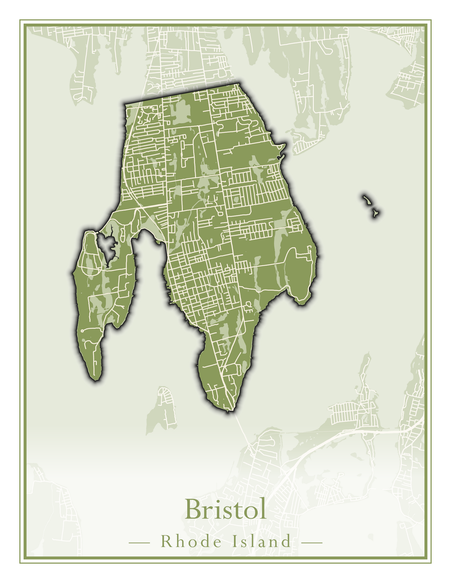 Rhode Island Towns - Street Map (Barrington - Central Falls)