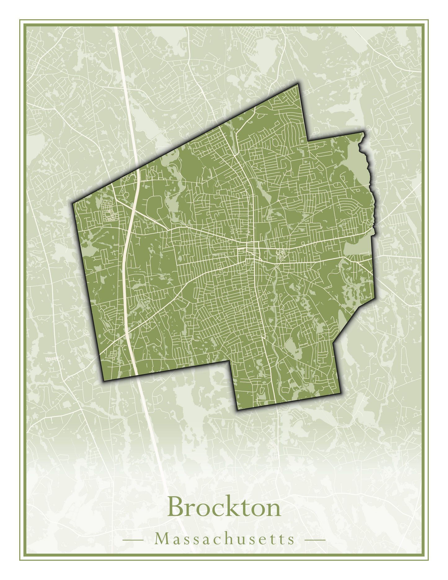 Massachusetts Towns - Street Map (Brockton - Buckland)