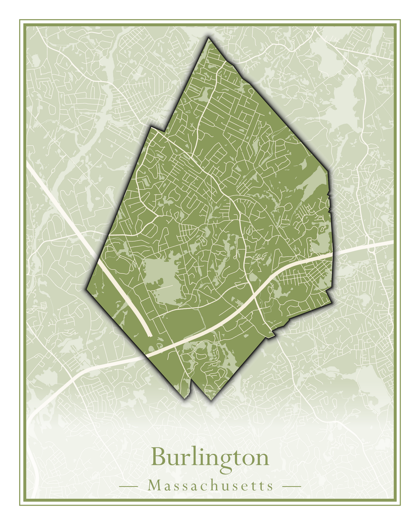 Massachusetts Towns - Street Map (Burlington - Carlisle)