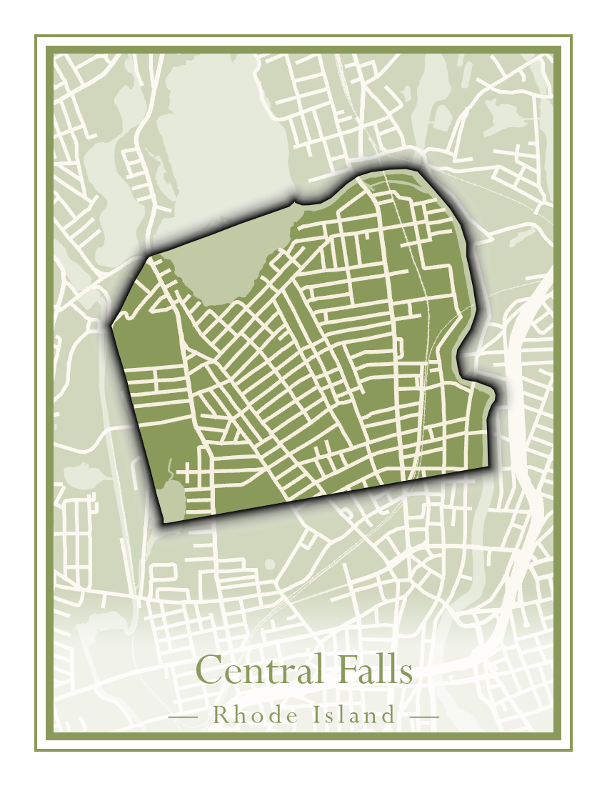 Rhode Island Towns - Street Map (Barrington - Central Falls)