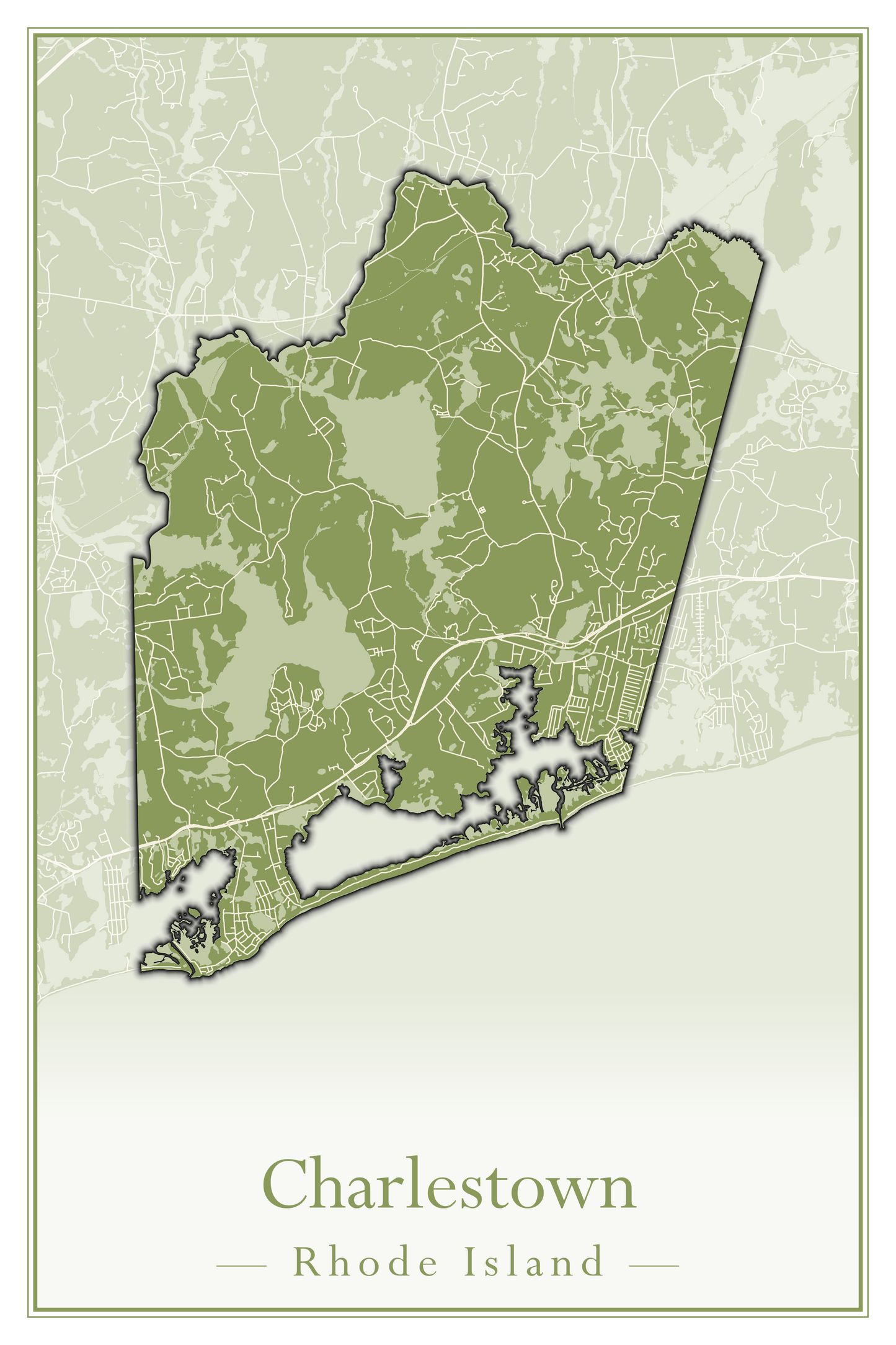 Rhode Island Towns - Street Map (Charlestown - Cumberland)