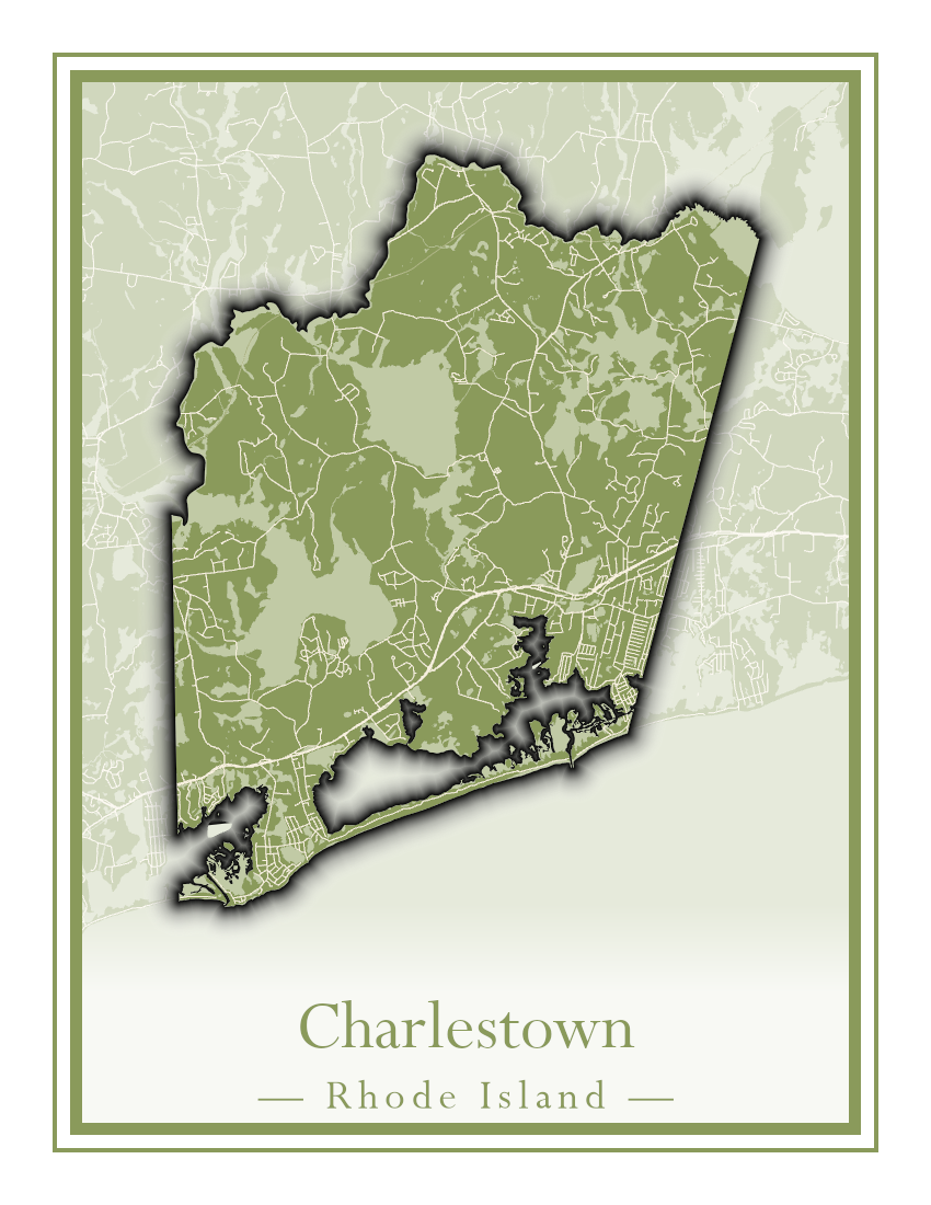 Rhode Island Towns - Street Map (Charlestown - Cumberland)