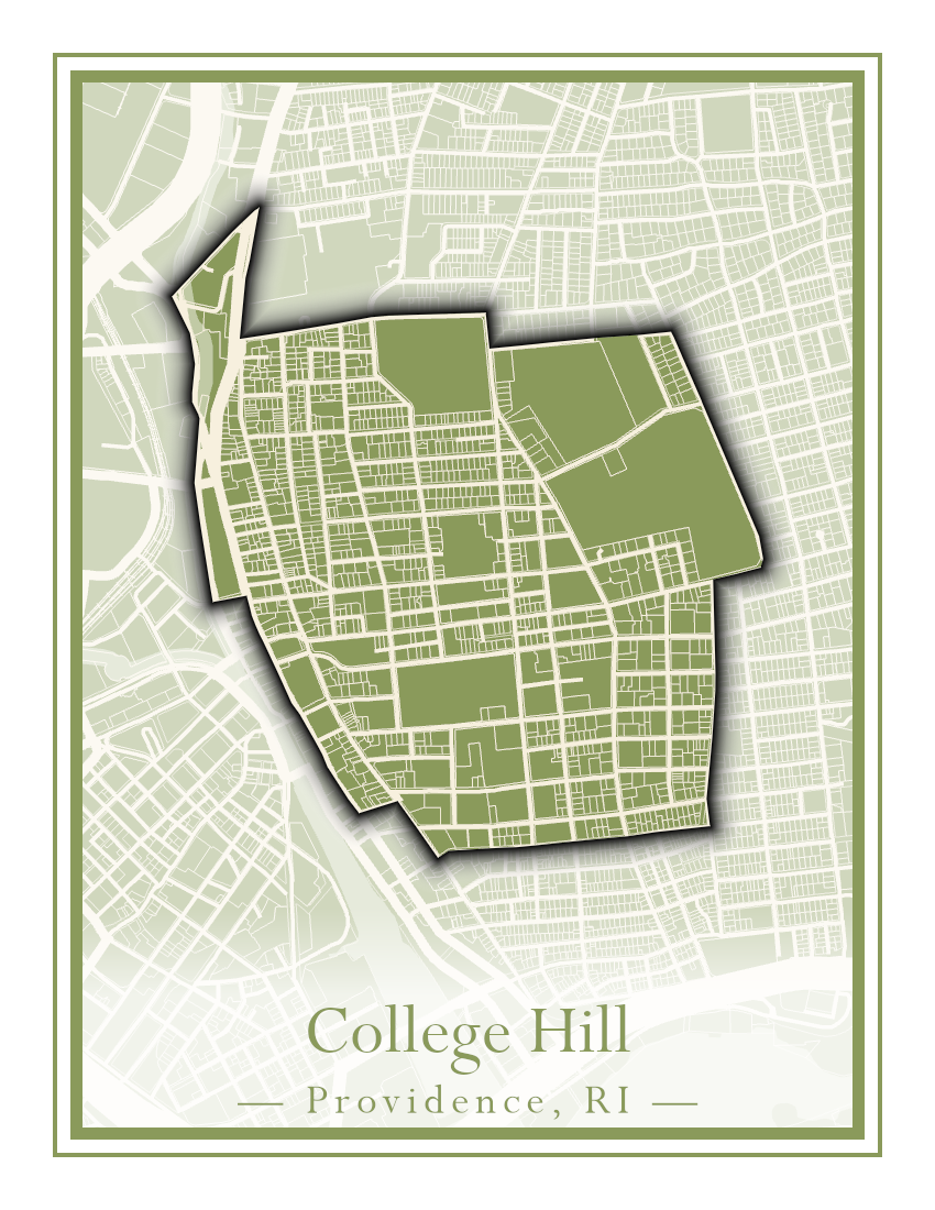 Providence Neighborhoods - Street Map (Blackstone - Downtown)