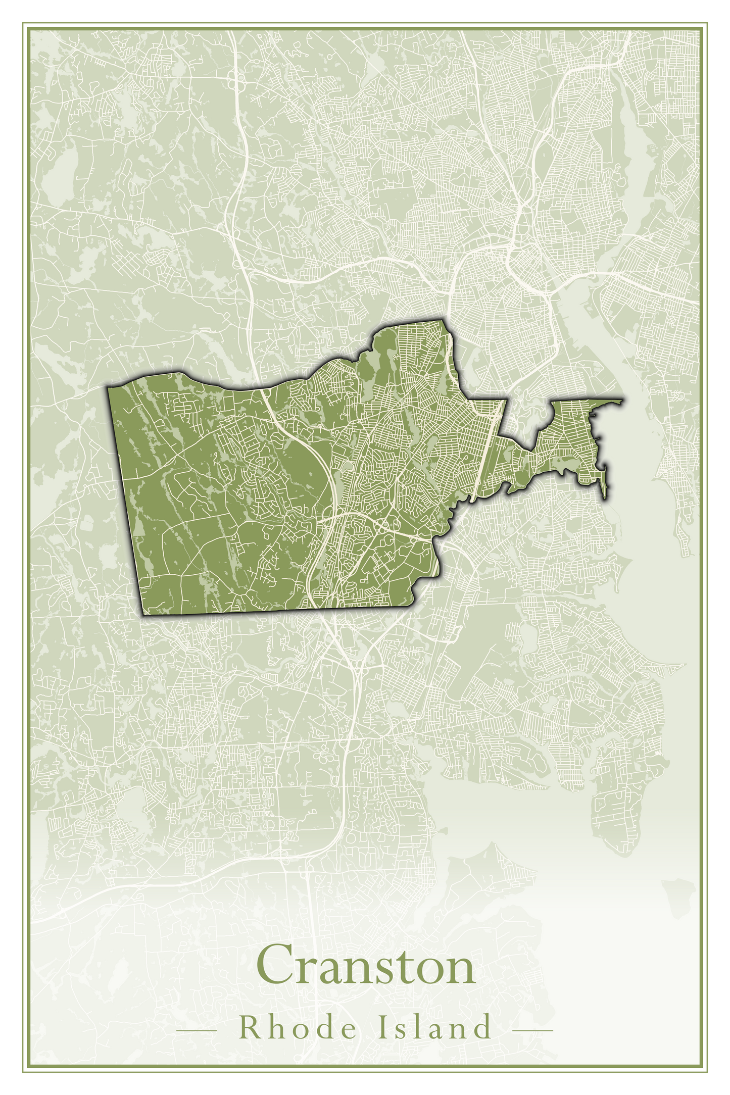 Rhode Island Towns - Street Map (Charlestown - Cumberland)