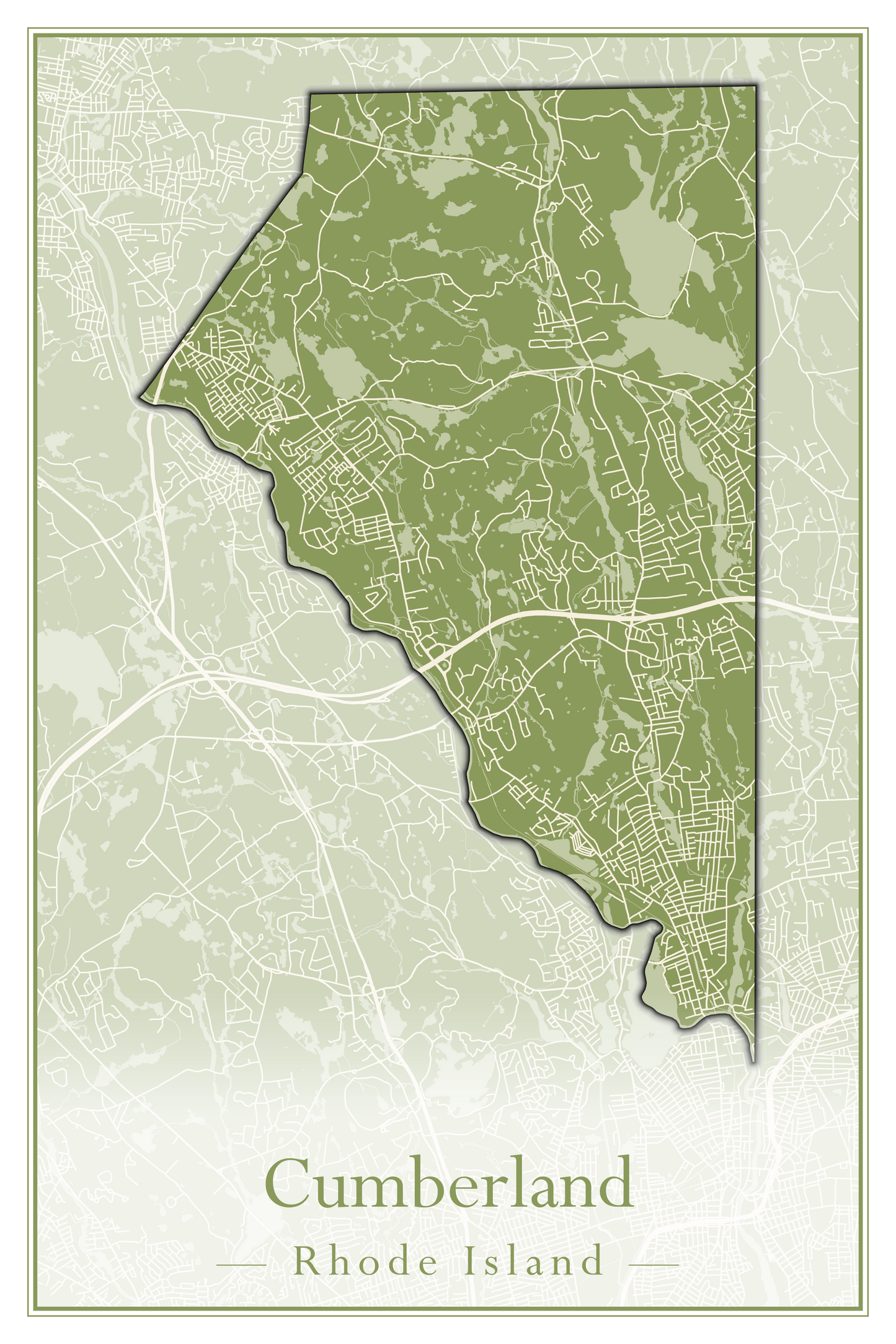 Rhode Island Towns - Street Map (Charlestown - Cumberland)