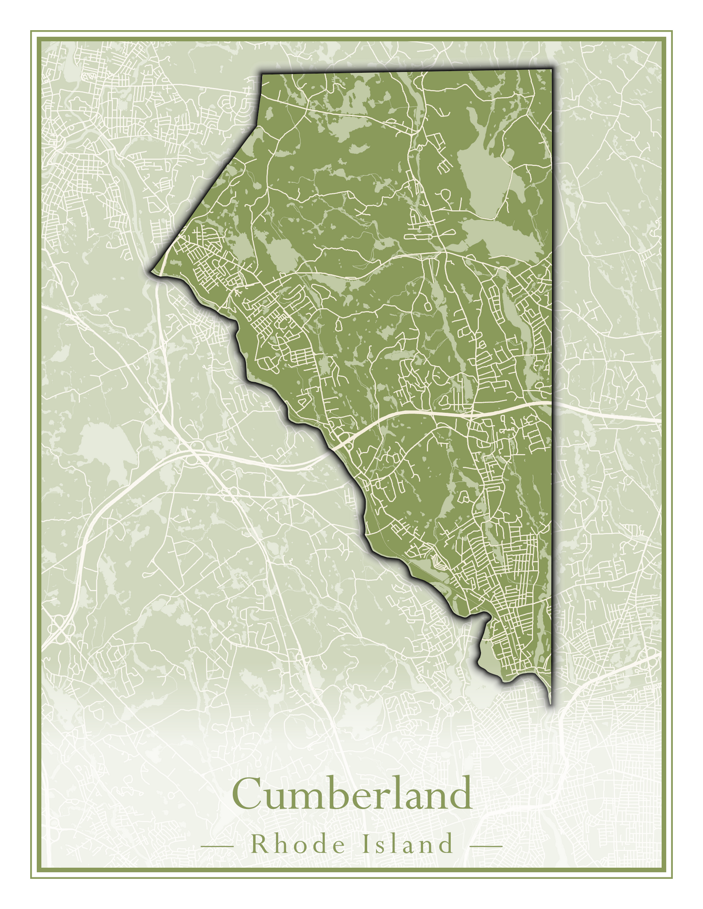 Rhode Island Towns - Street Map (Charlestown - Cumberland)