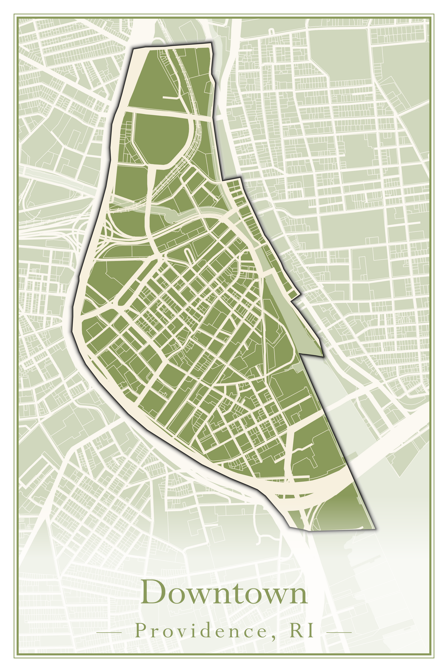 Providence Neighborhoods - Street Map (Blackstone - Downtown)