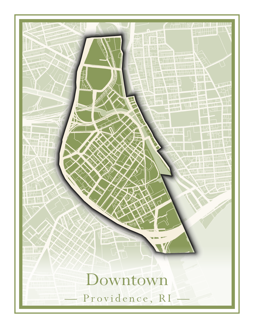 Providence Neighborhoods - Street Map (Blackstone - Downtown)