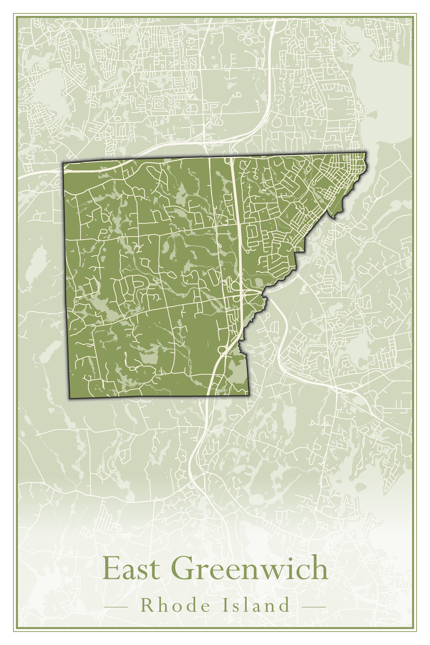 Rhode Island Towns - Street Map (East Greenwich - Foster)