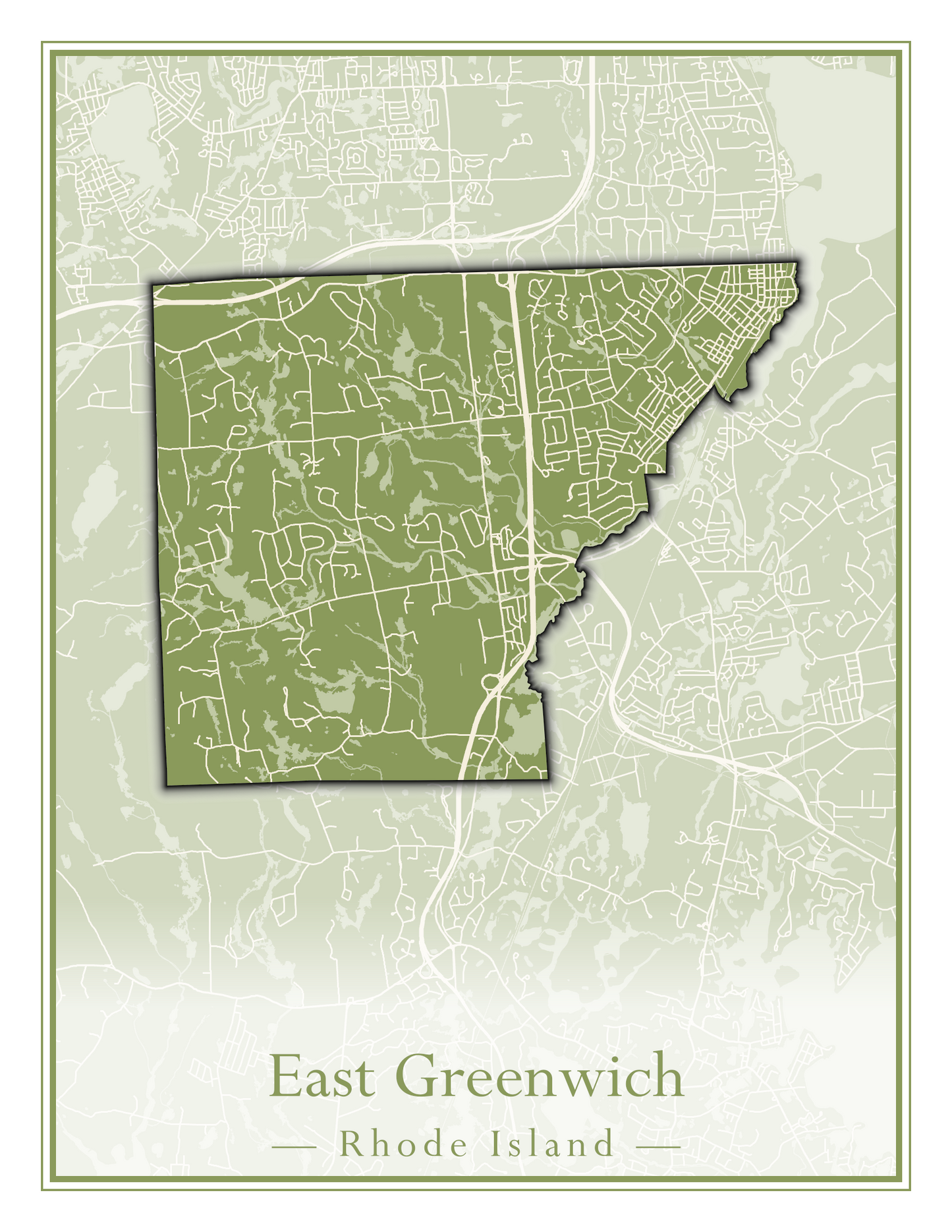 Rhode Island Towns - Street Map (East Greenwich - Foster)