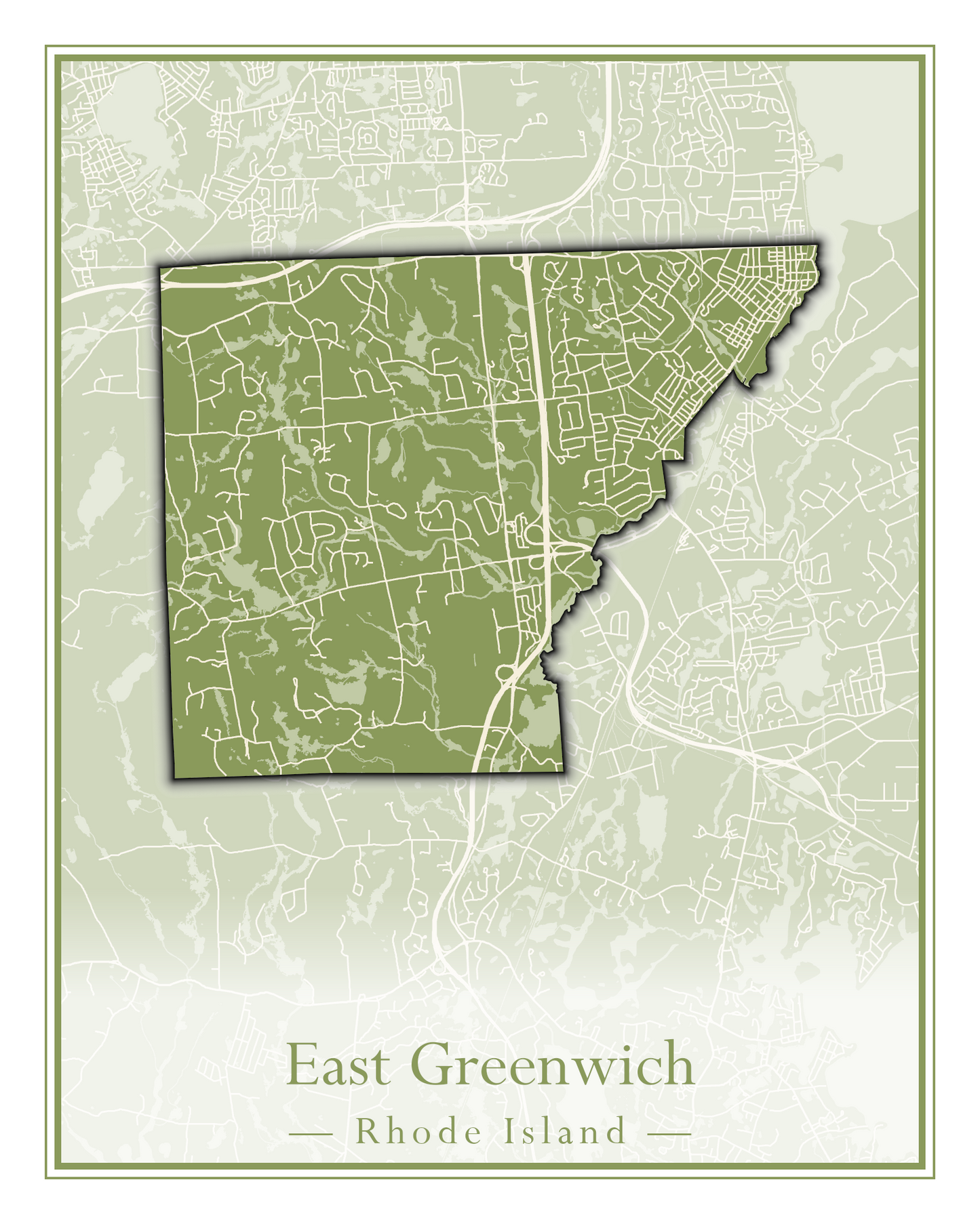 Rhode Island Towns - Street Map (East Greenwich - Foster)