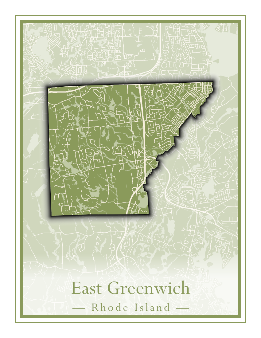 Rhode Island Towns - Street Map (East Greenwich - Foster)