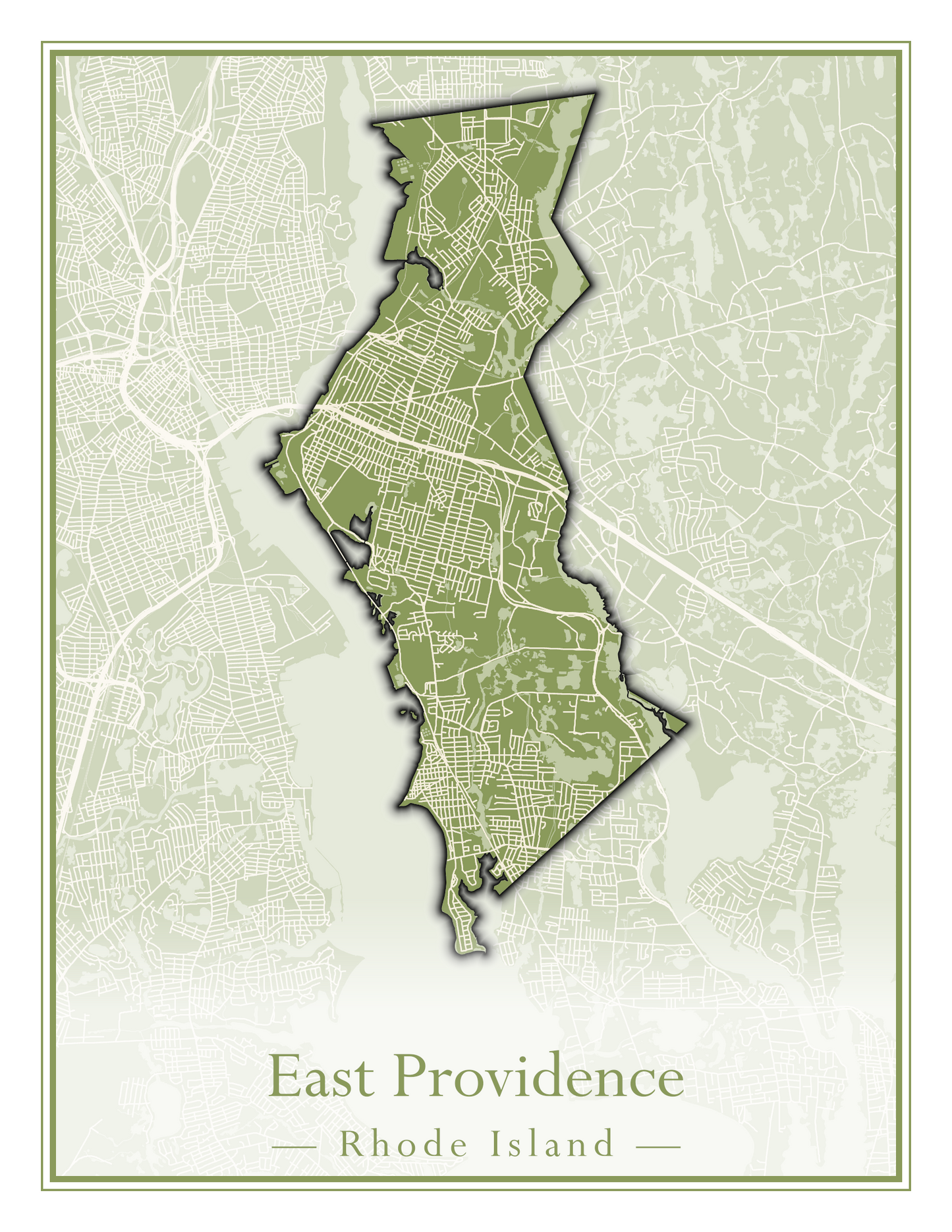 Rhode Island Towns - Street Map (East Greenwich - Foster)