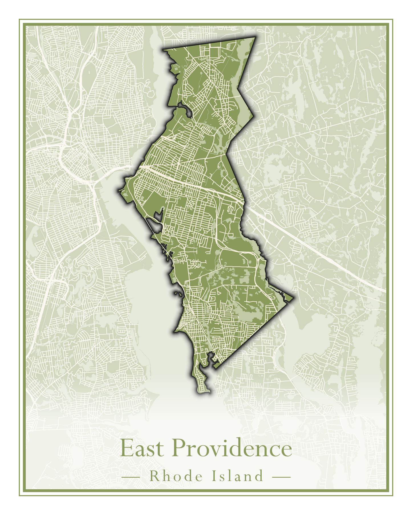 Rhode Island Towns - Street Map (East Greenwich - Foster)