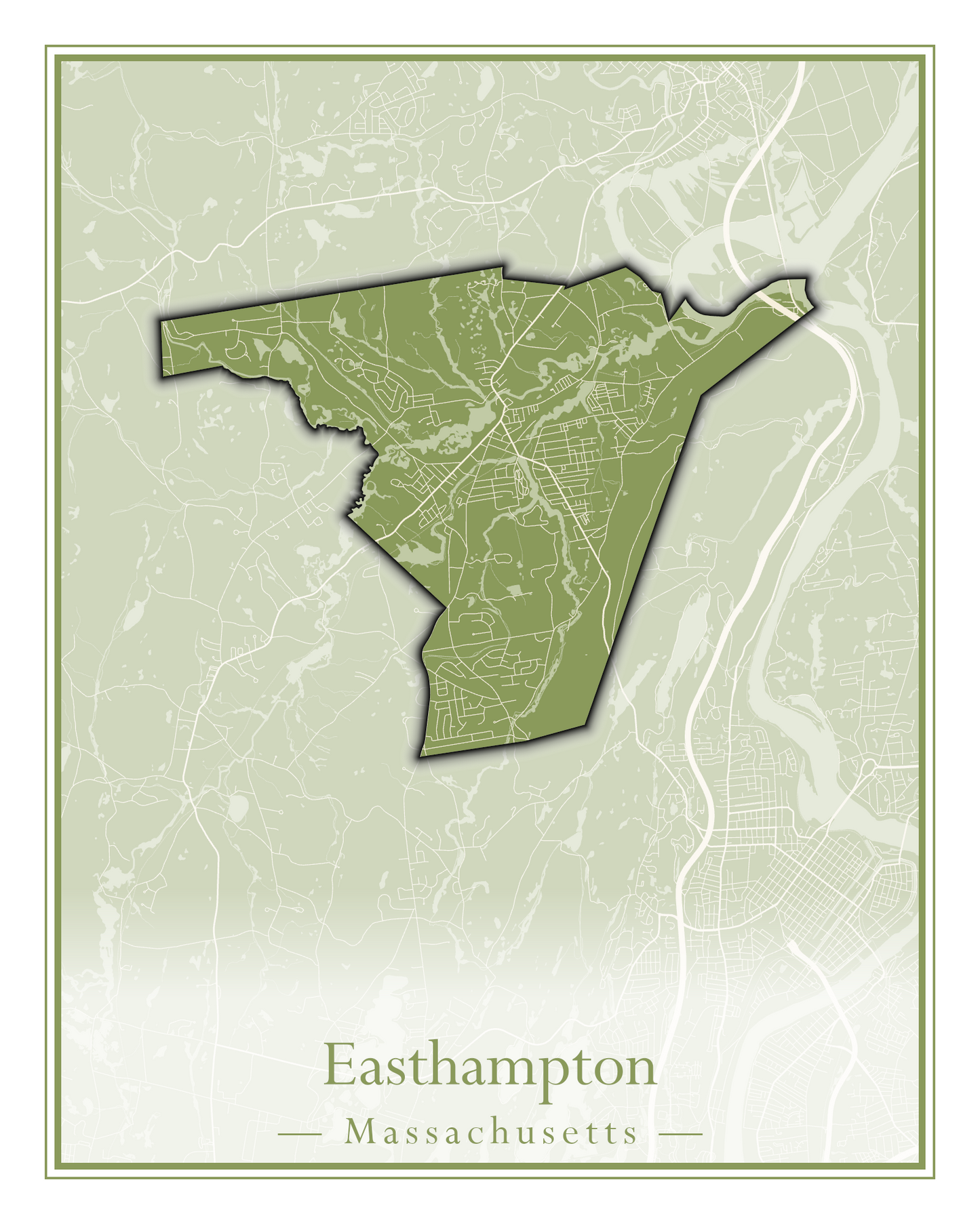 Massachusetts Towns - Street Map (East Brookfield - Easthampton)