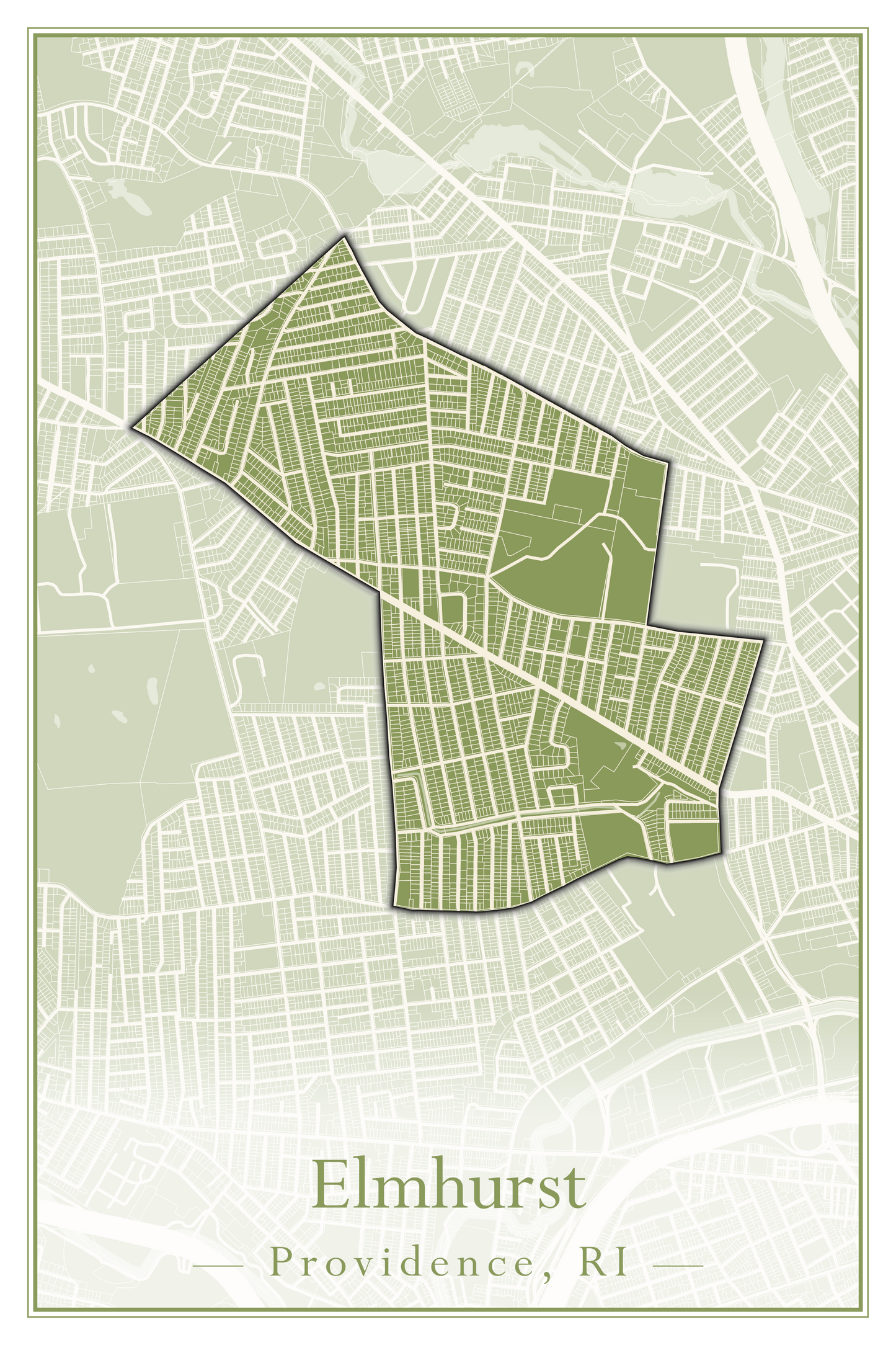 Providence Neighborhoods - Street Map (Elmhurst - Fox Point)