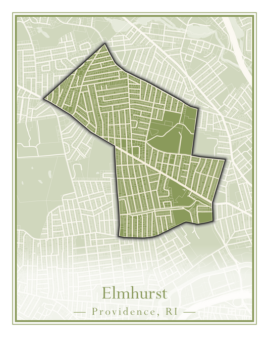 Providence Neighborhoods - Street Map (Elmhurst - Fox Point)