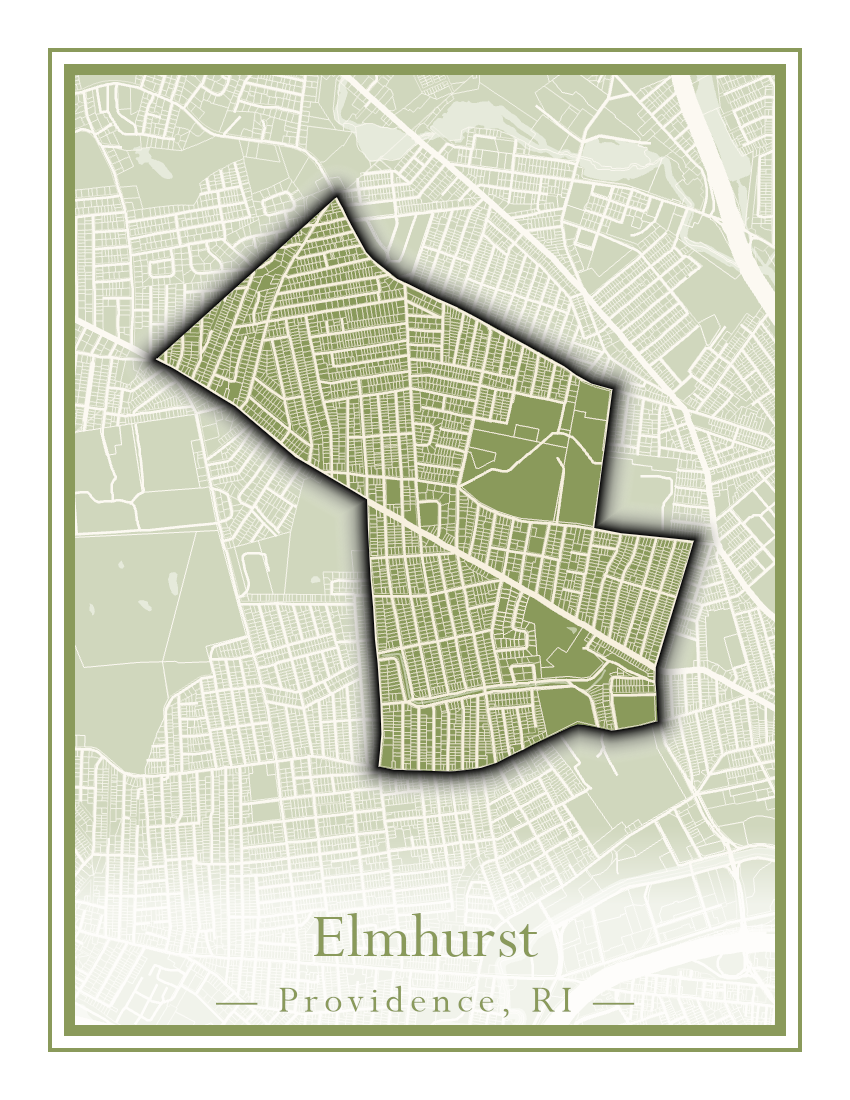 Providence Neighborhoods - Street Map (Elmhurst - Fox Point)