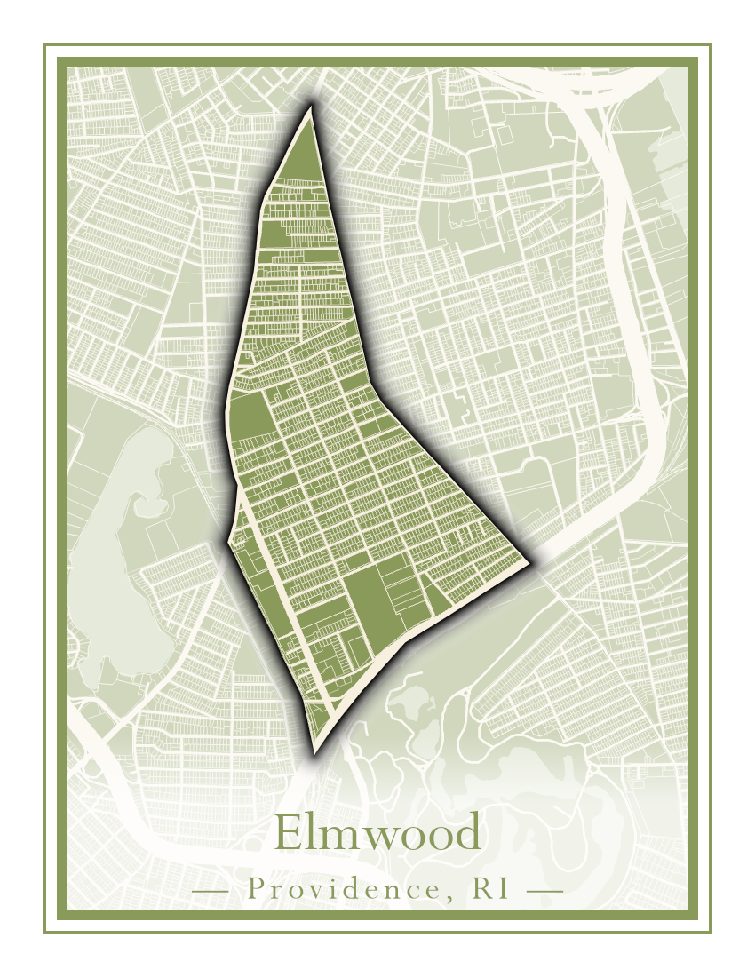 Providence Neighborhoods - Street Map (Elmhurst - Fox Point)