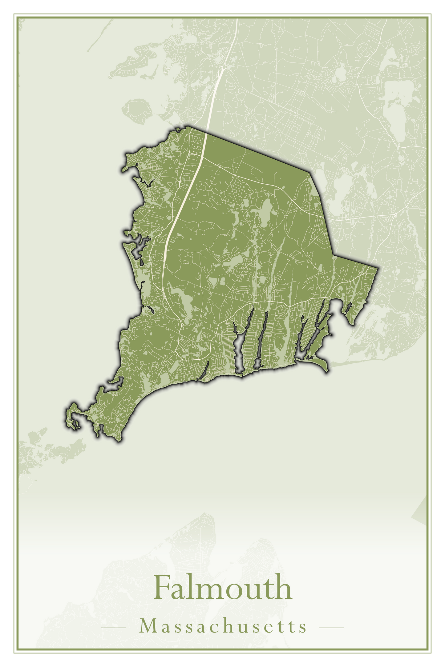 Massachusetts Towns - Street Map (Falmouth - Foxborough)