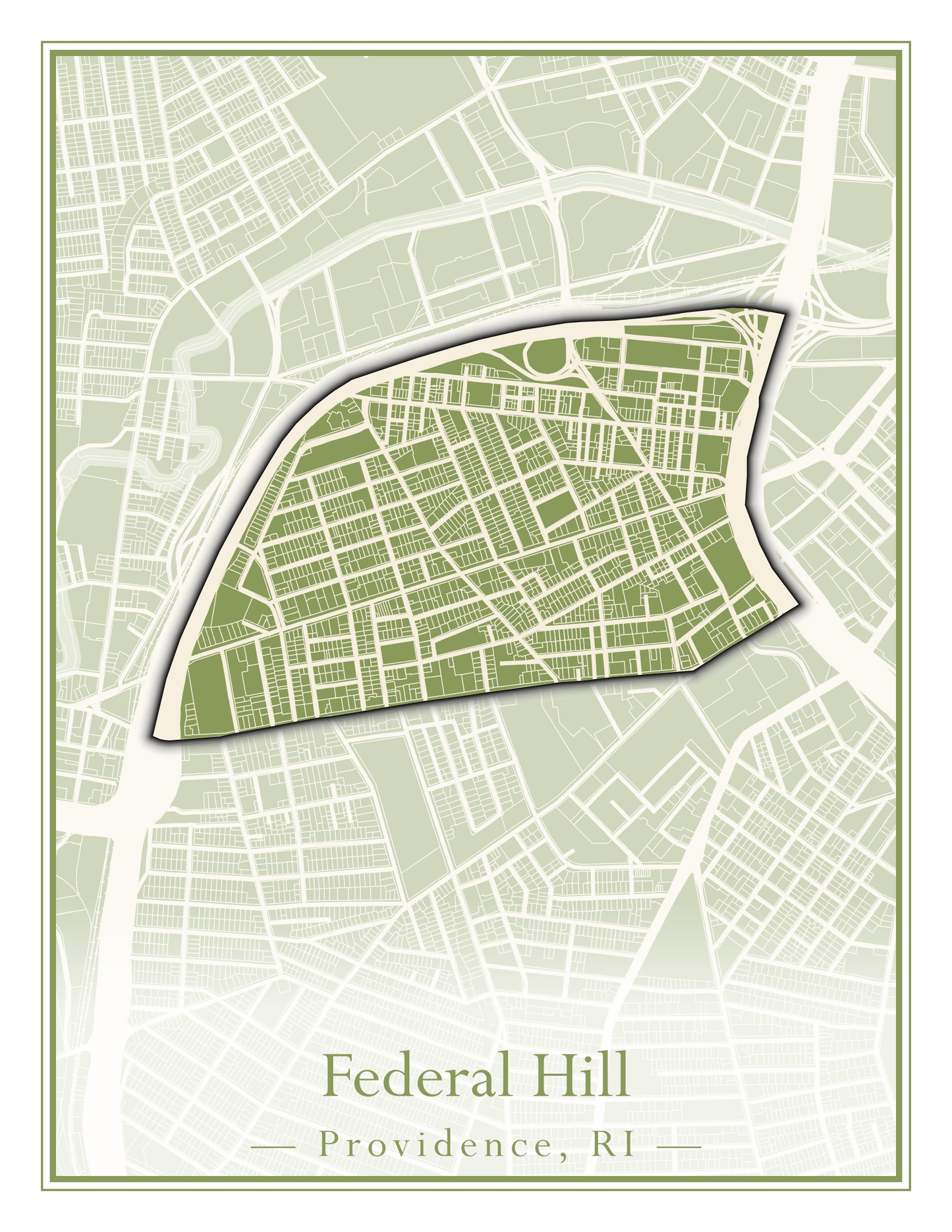 Providence Neighborhoods - Street Map (Elmhurst - Fox Point)