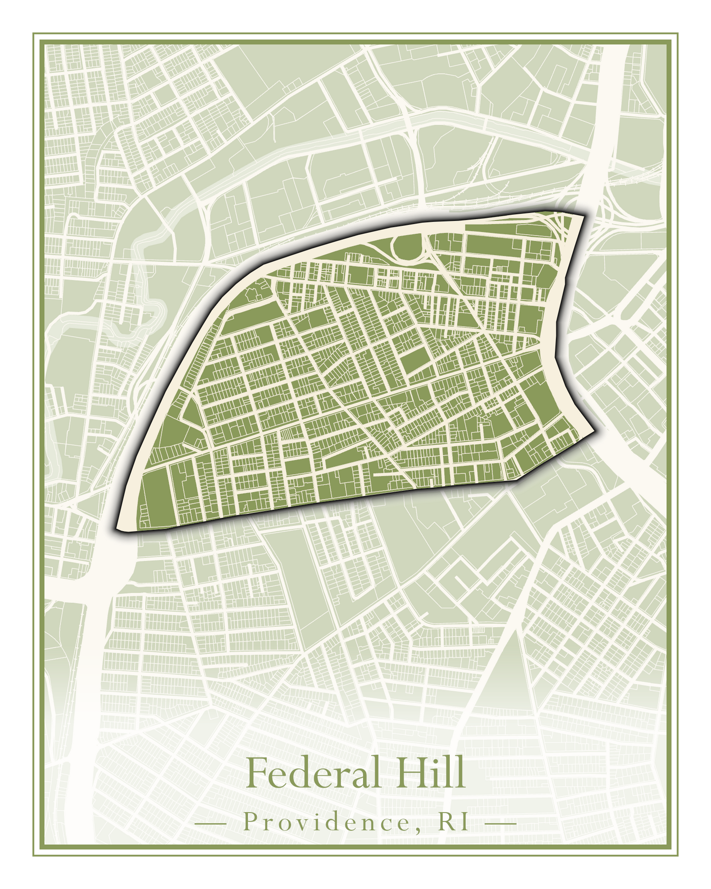 Providence Neighborhoods - Street Map (Elmhurst - Fox Point)