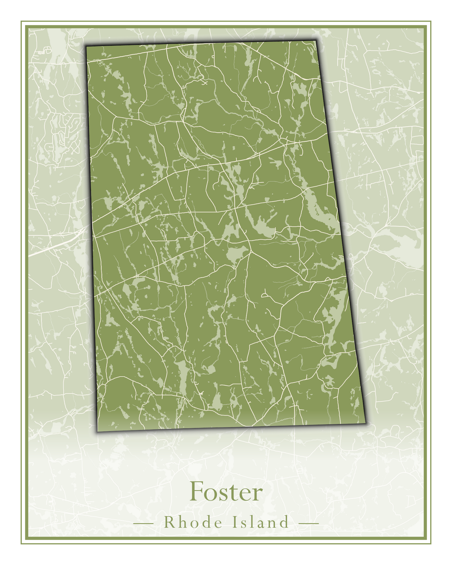 Rhode Island Towns - Street Map (East Greenwich - Foster)