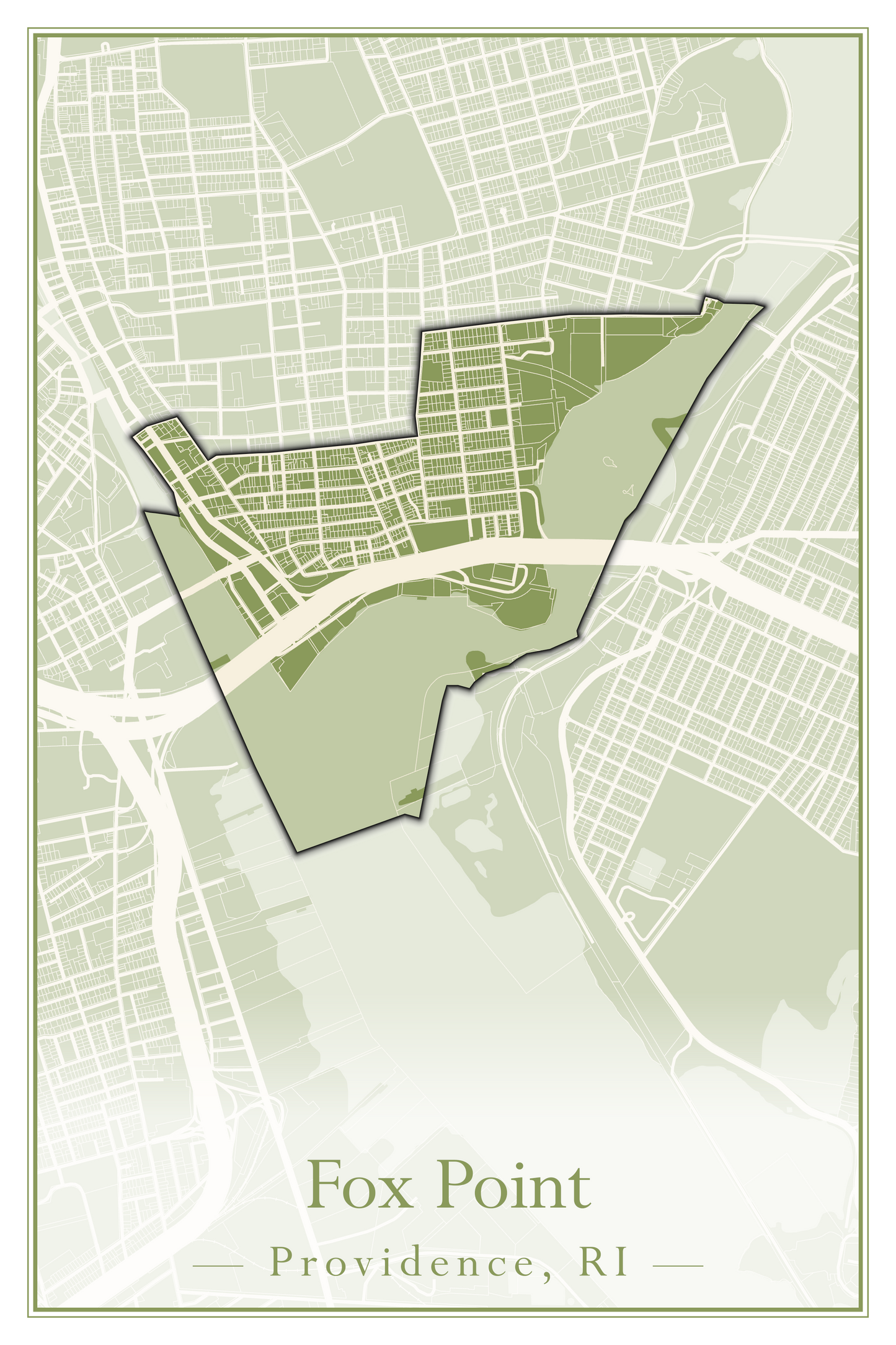 Providence Neighborhoods - Street Map (Elmhurst - Fox Point)