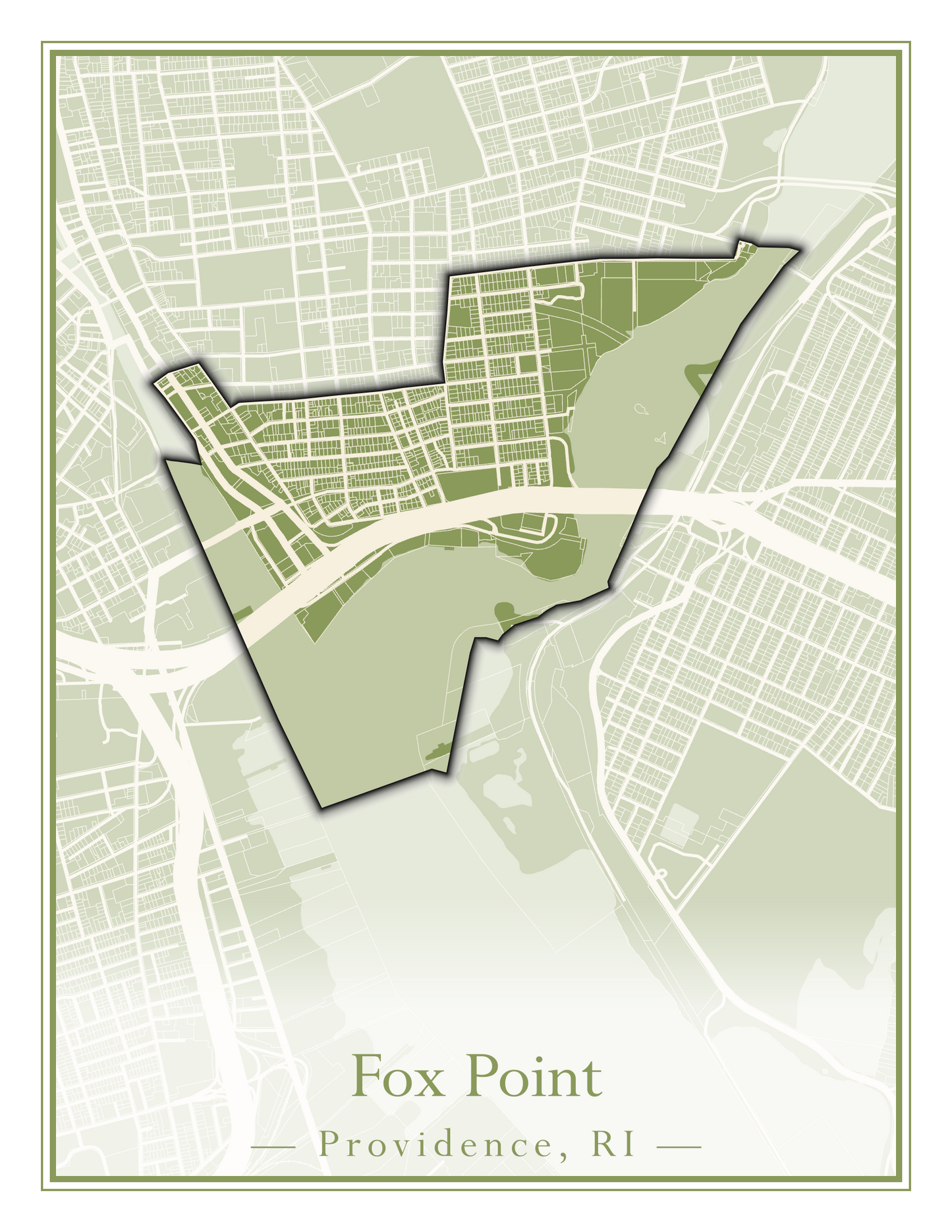 Providence Neighborhoods - Street Map (Elmhurst - Fox Point)