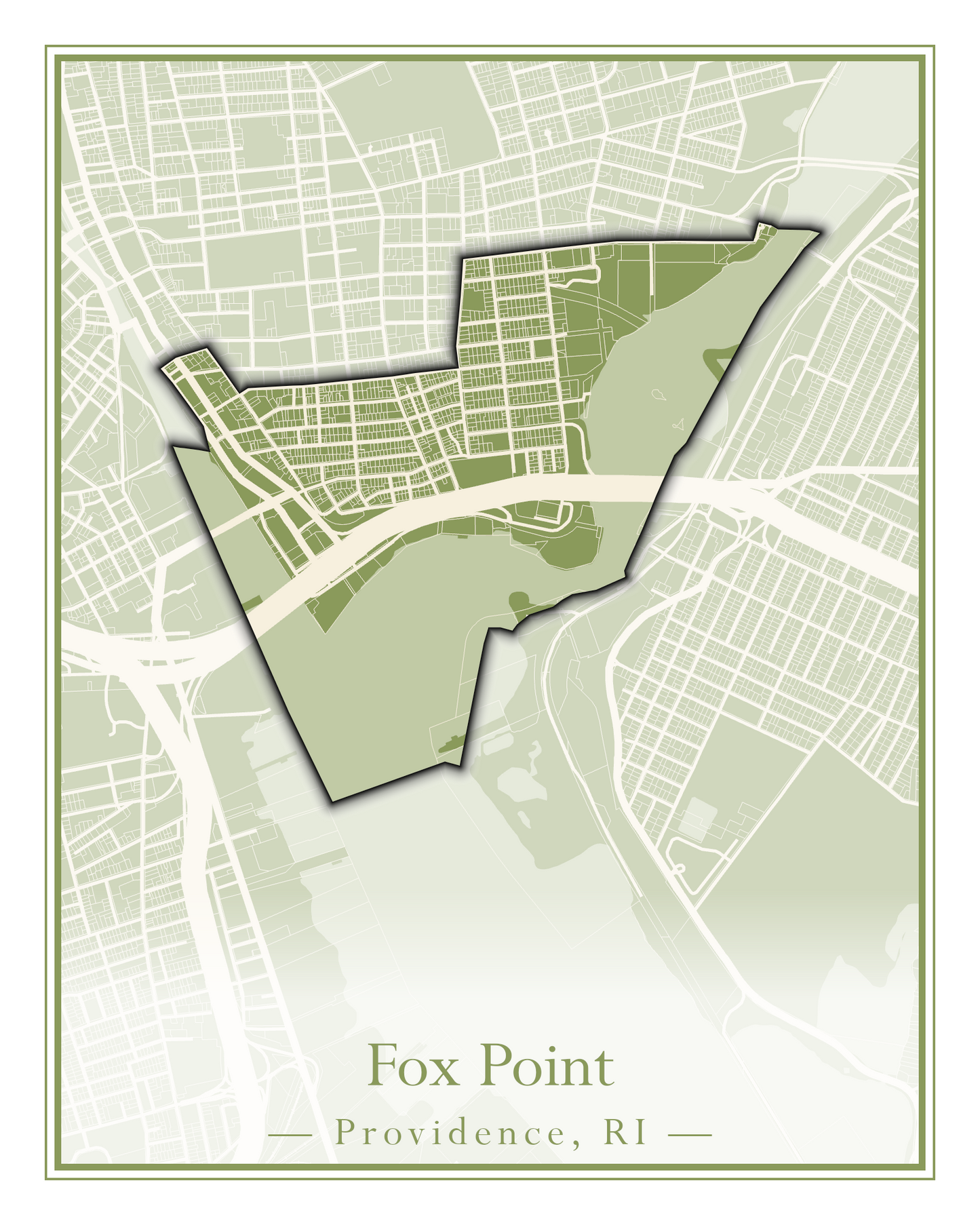 Providence Neighborhoods - Street Map (Elmhurst - Fox Point)